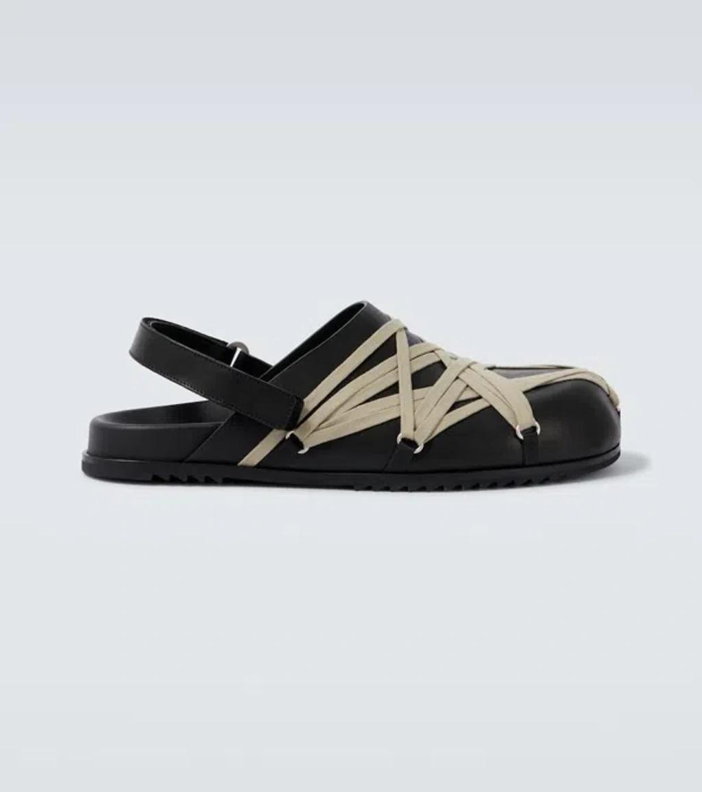 RICK OWENS Leather Loafers With Crisscross Detail In Black Product Image