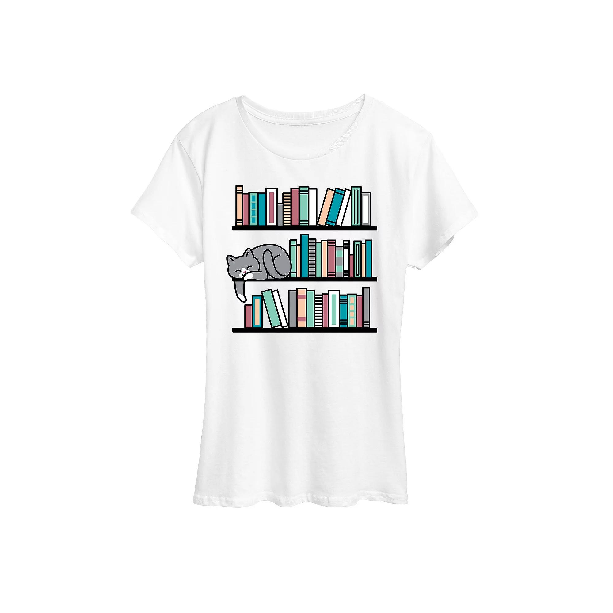 Plus Cat Book Shelf Graphic Tee, Women's,  Product Image