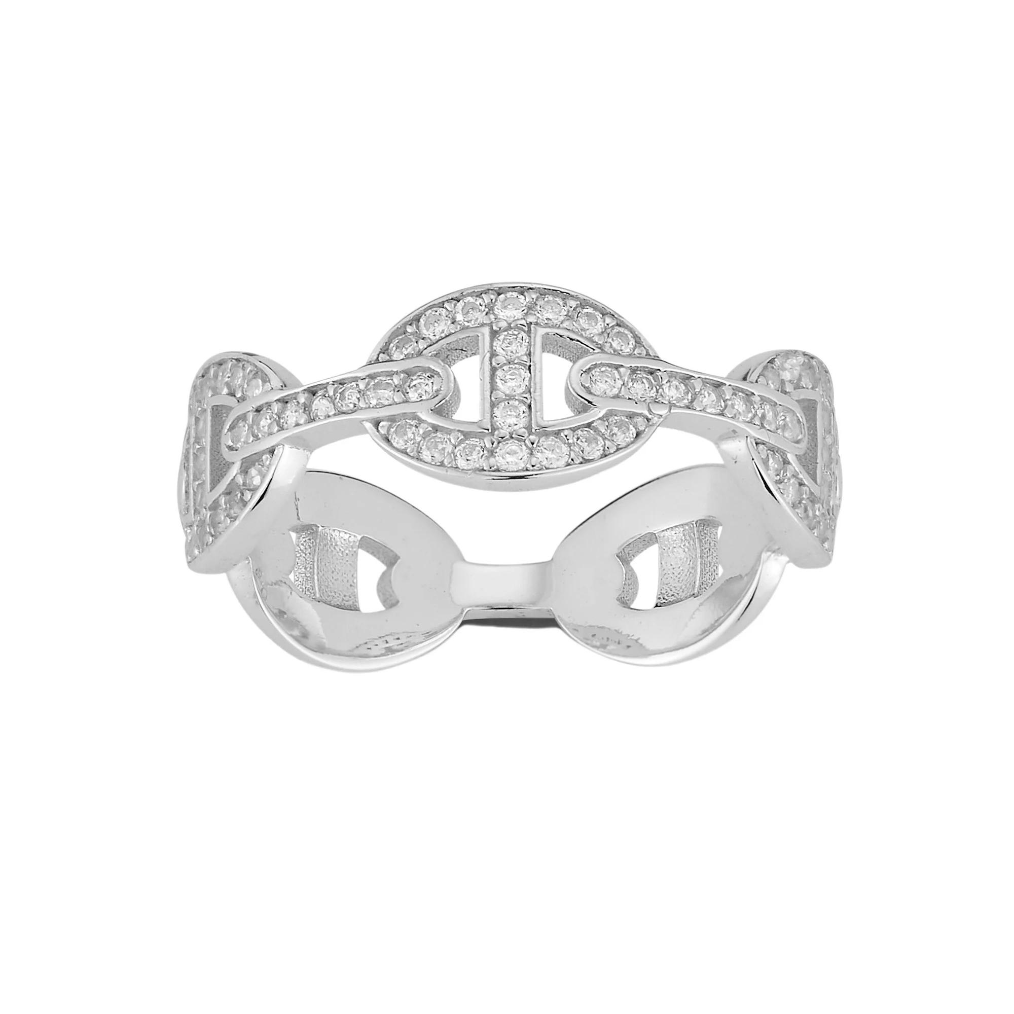 Sunkissed Sterling Cubic Zirconia Mariner Link Ring, Women's, Size: 8, Silver Tone Product Image