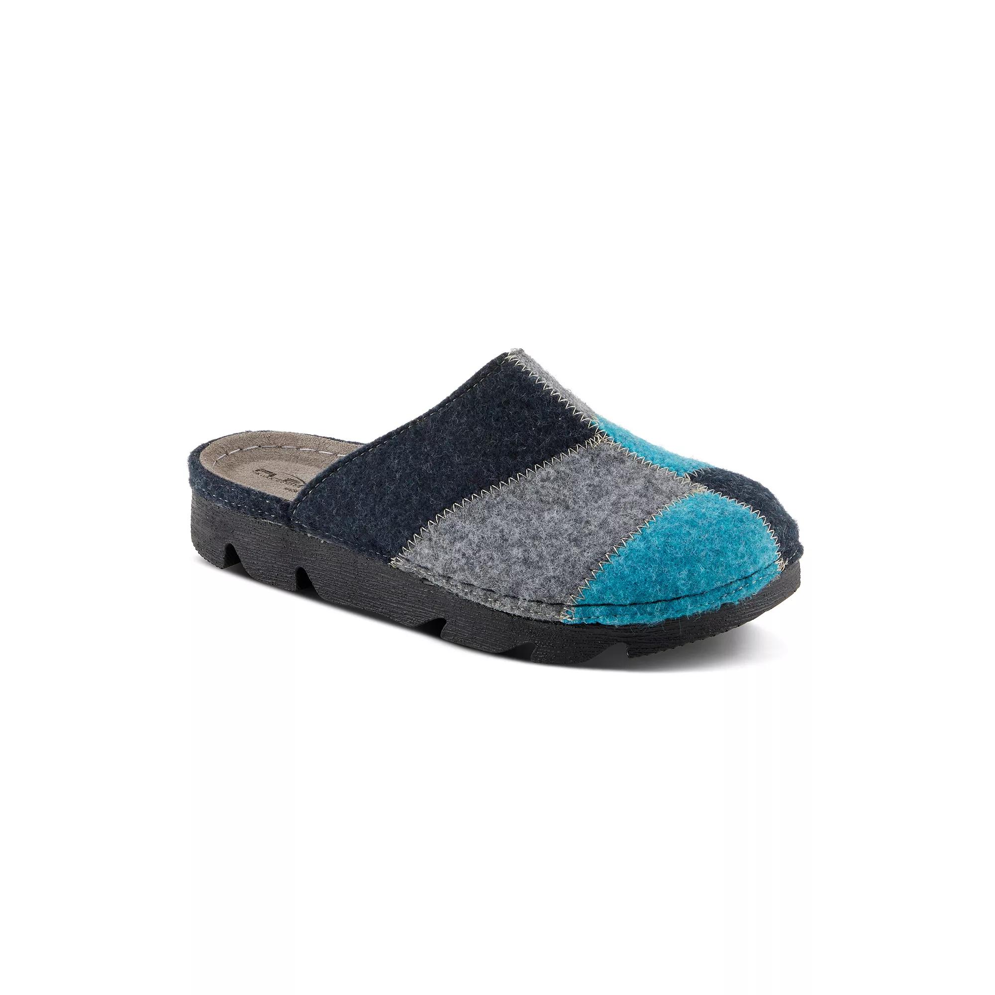 Flexus by Spring Step Women's Patchy Wool Clog Slippers, Size: 38, Blue Team Product Image