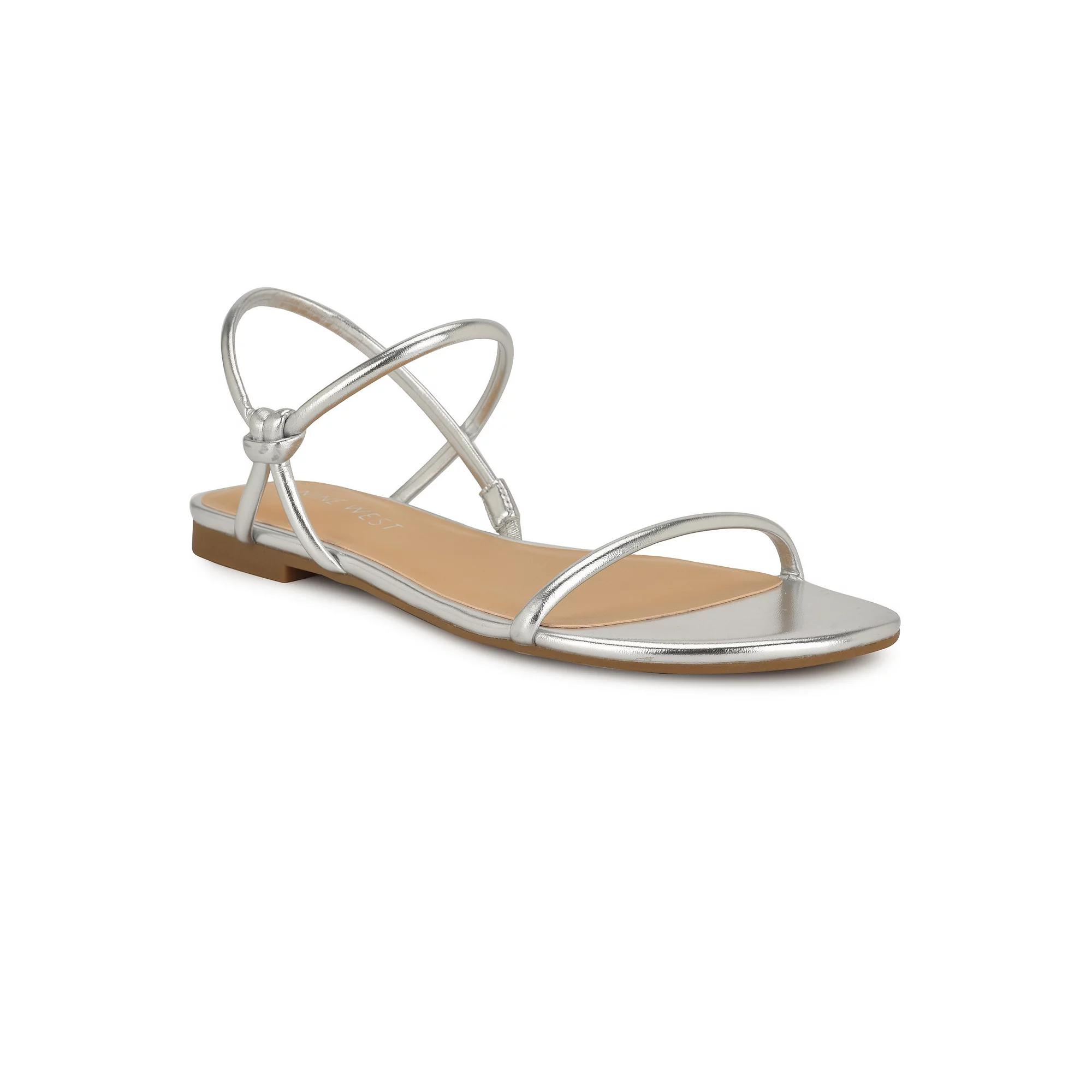 Nine West Women's Menson Flat Round Toe Casual Sandals, Size: 12, Silver Product Image
