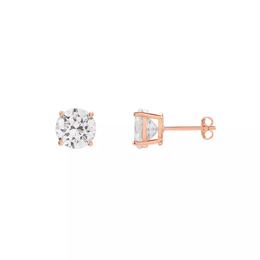 PRIMROSE Sterling Silver 8 mm Cubic Zirconia Stud Earrings, Women's, Pink Tone Product Image