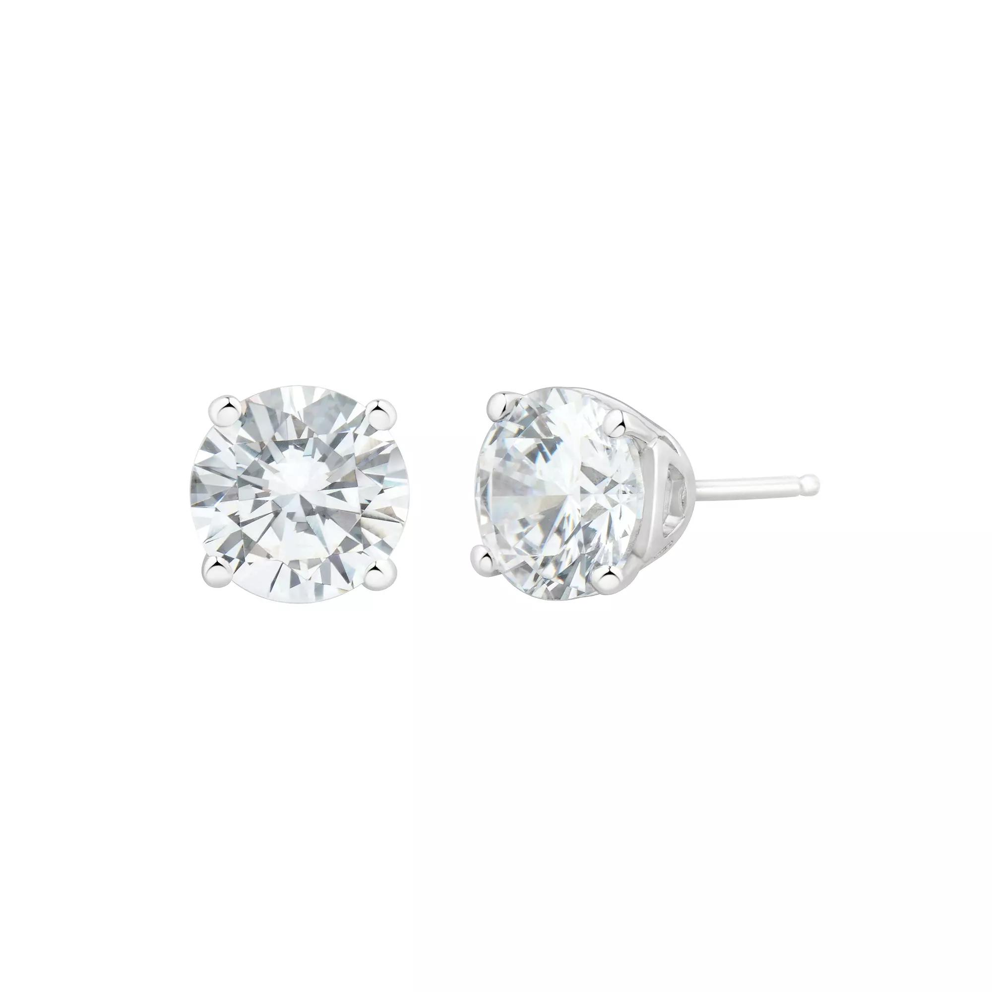 Sterling Silver Cubic Zirconia 7.5 mm Stud Earrings, Women's Product Image