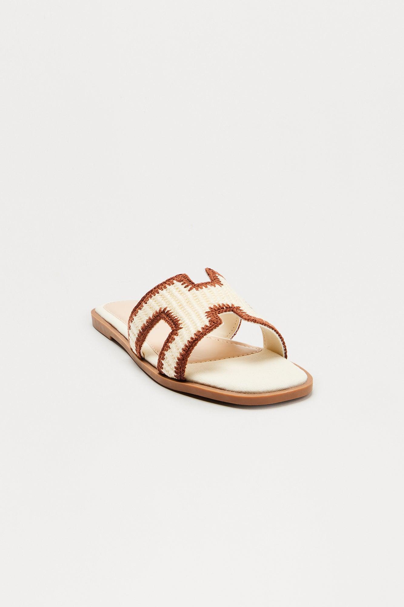 Luke Crochet Slip On Sandals - Beige/Brown Product Image