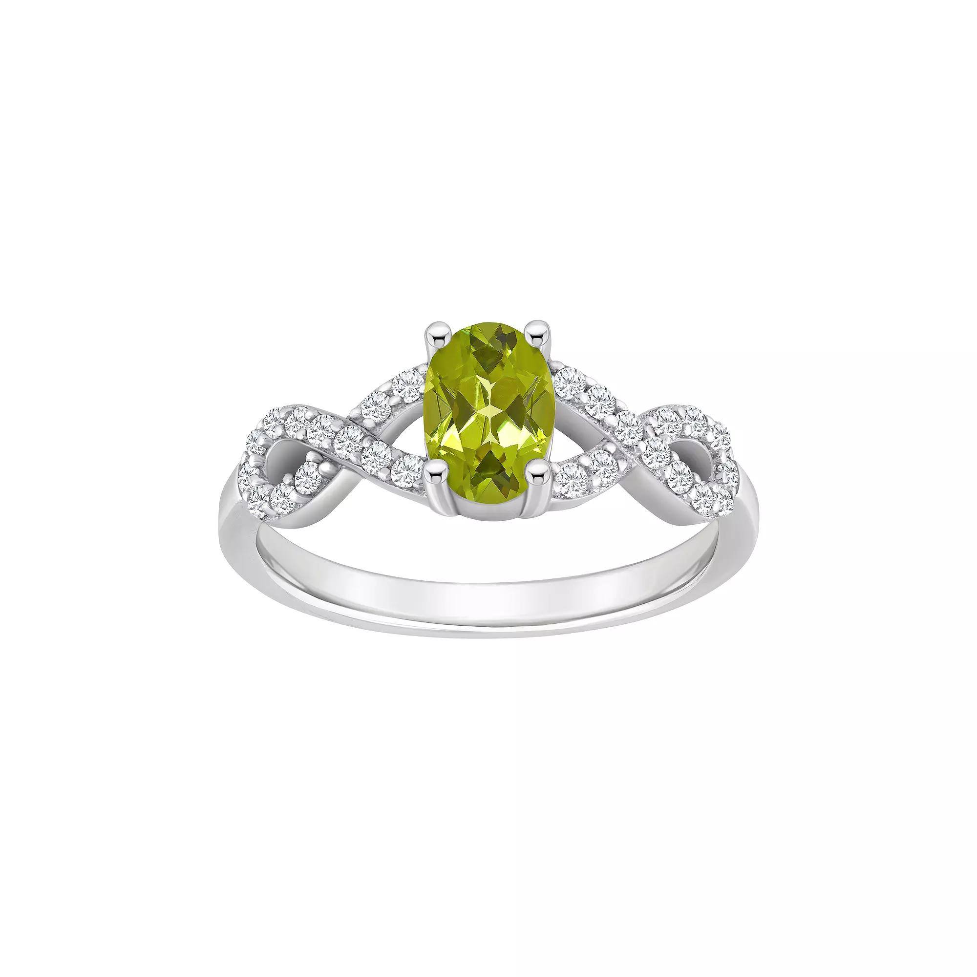 Celebration Gems Sterling Silver Peridot & White Topaz Accent Ring, Women's,  Product Image