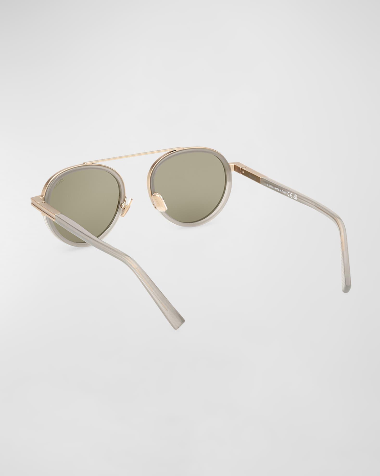 Men's ORIZZONTE II Metal-Acetate Round Sunglasses Product Image