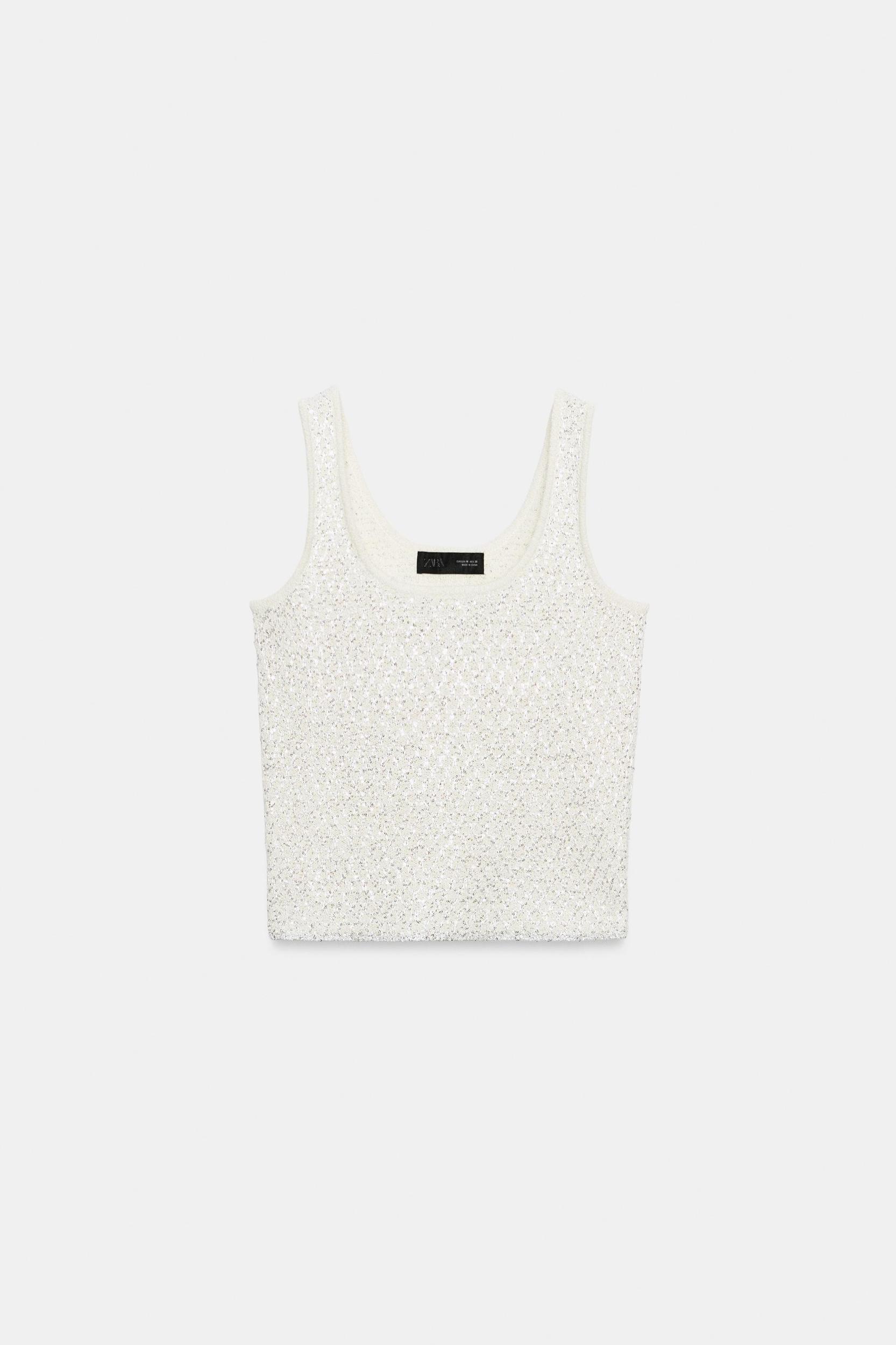 METALLIC THREAD SEQUIN KNIT TOP Product Image