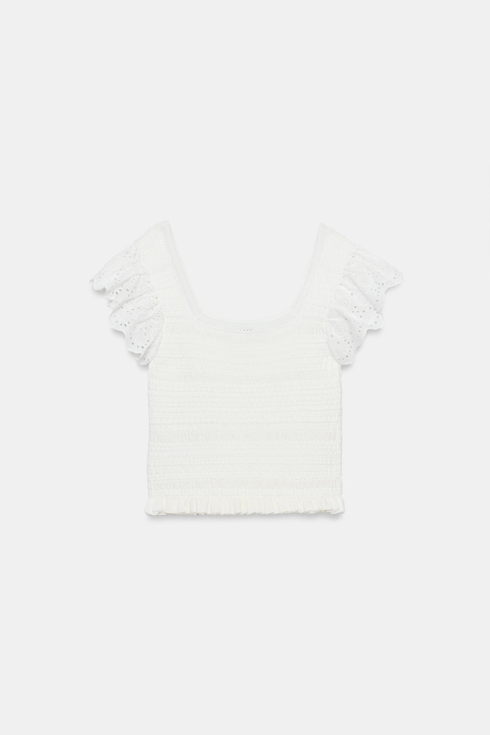 EMBROIDERED EYELET KNIT TOP Product Image