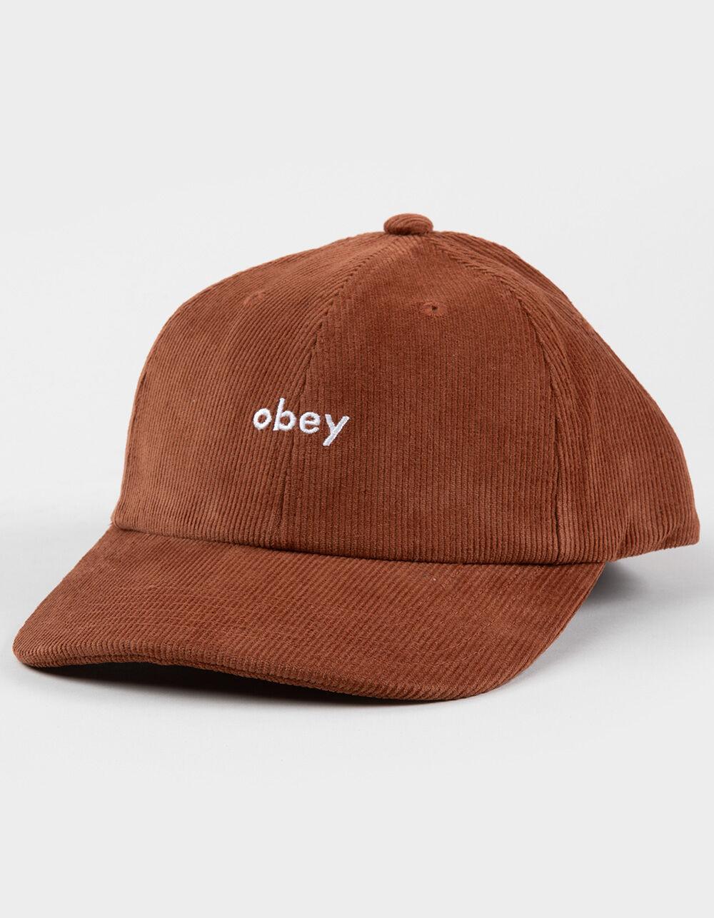 OBEY Lowercase 6 Panel Corduroy Strapback Hat - BROWN Product Image