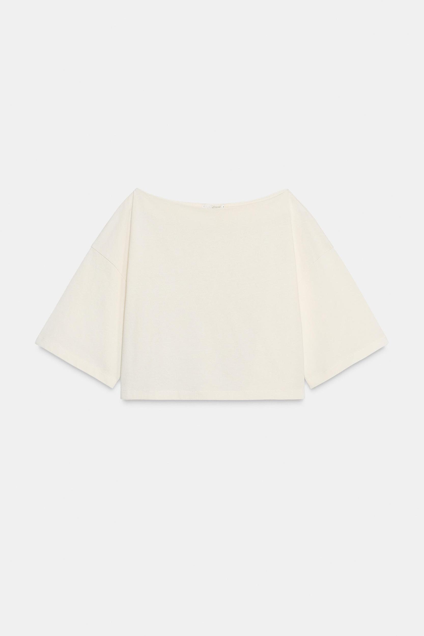 BOAT NECK COTTON T-SHIRT Product Image