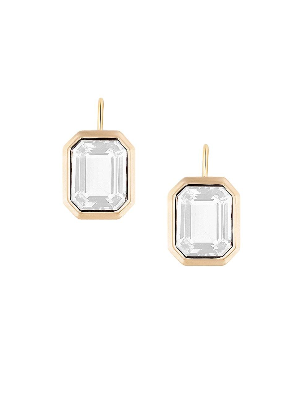Womens Manhattan 18K Yellow Gold & Moon Quartz Drop Earrings Product Image