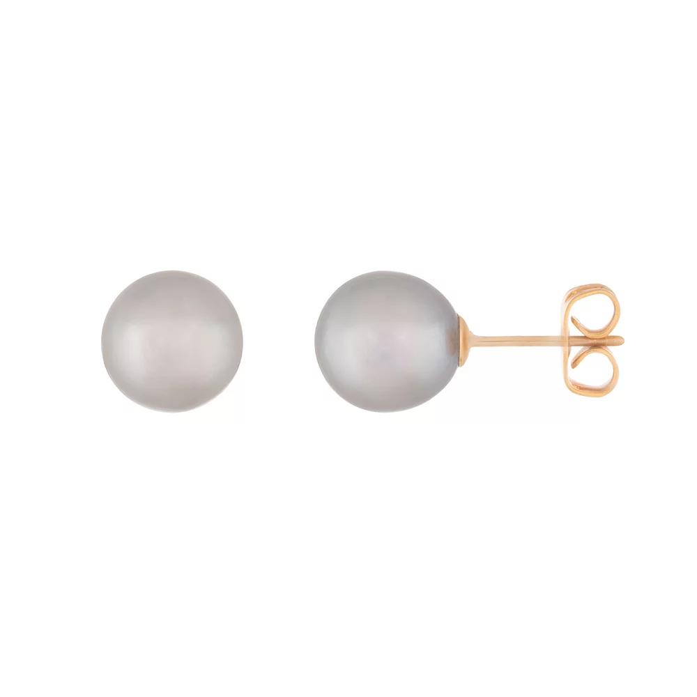 14k Gold 6 mm Freshwater Cultured Pearl Stud Earrings, Women's, Gray Product Image