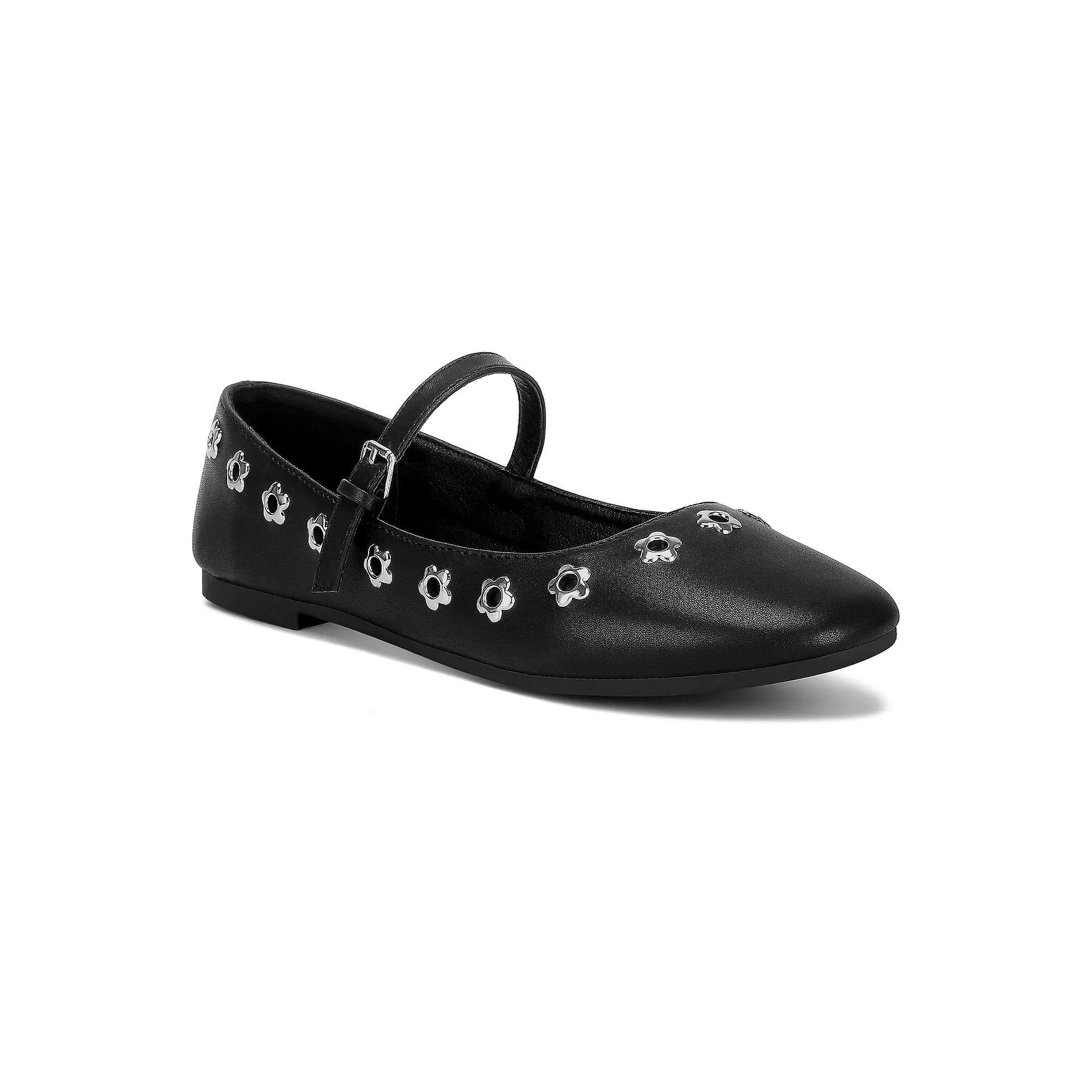 London Rag Floral Eyelet Women's Strapped Ballet Flats,  Product Image
