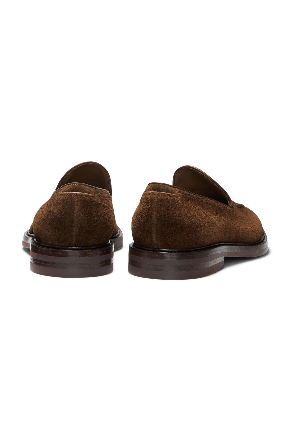 Suede loafers with leather piping Product Image