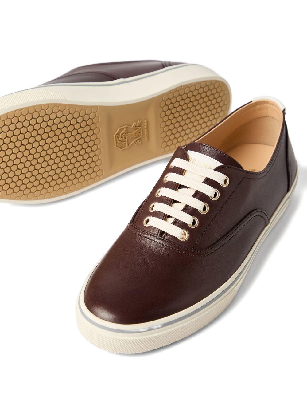 leather lace-up sneakers Product Image