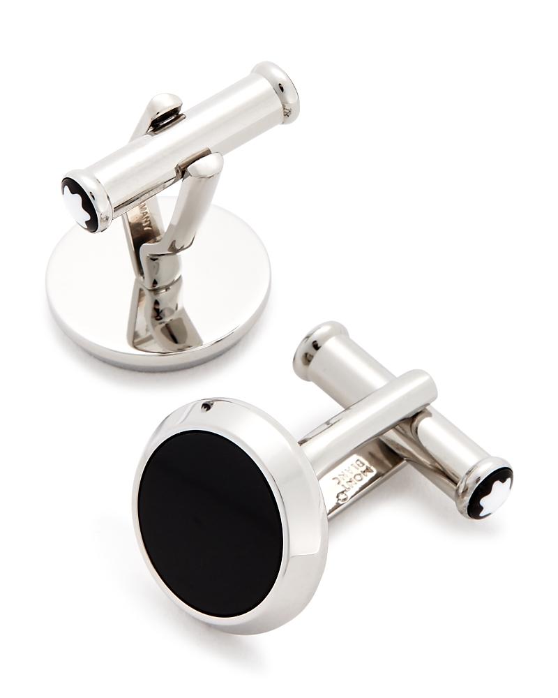 Mens Meisterstck Stainless Steel & Black Onyx Cufflinks Product Image
