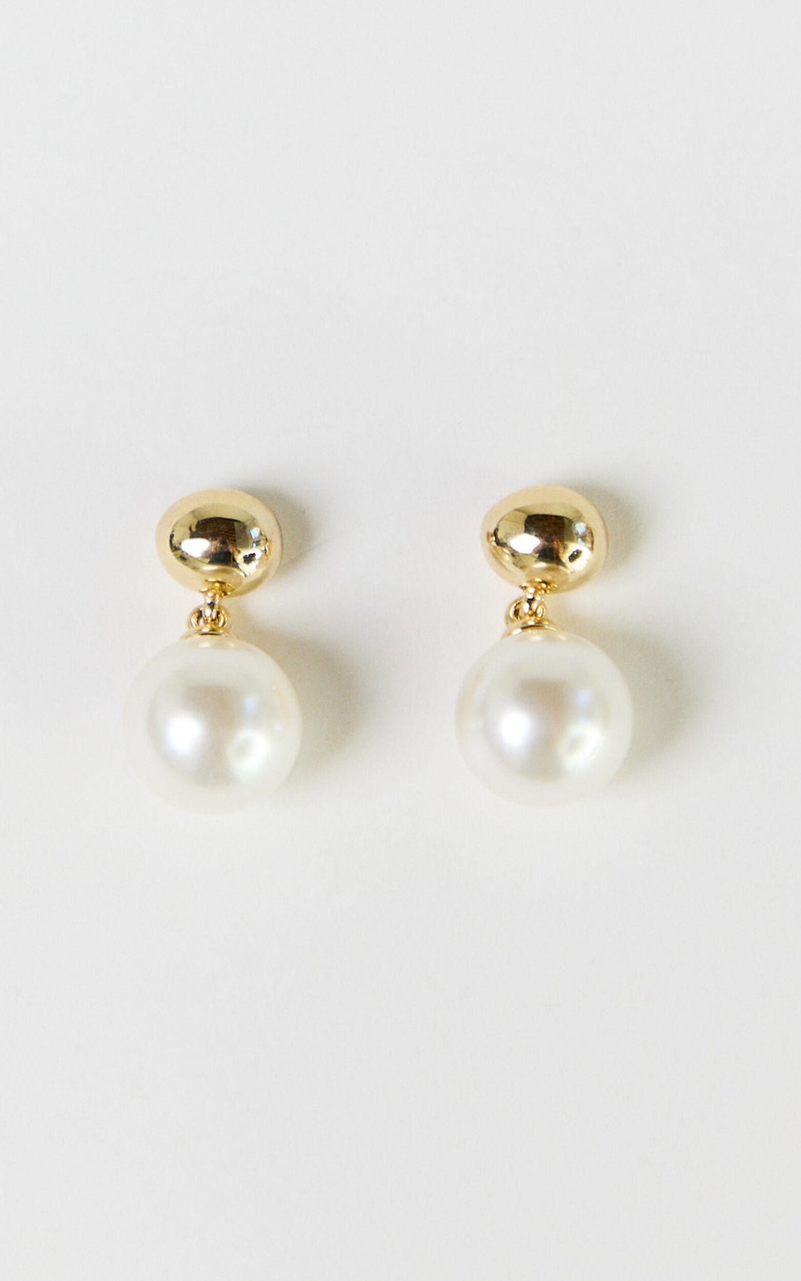 Tinsley Earrings - Drop Pearl Earrings in Gold Product Image