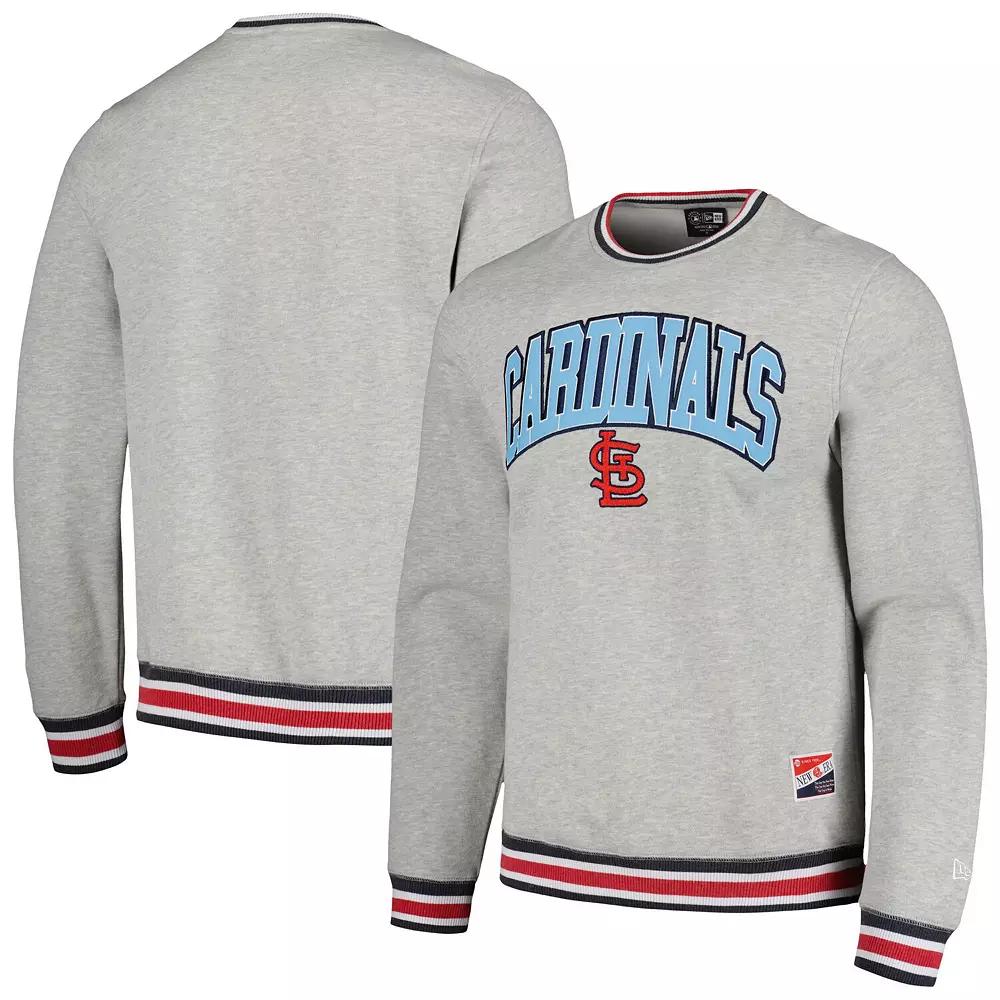 Men's New Era Heather Gray St. Louis Cardinals Throwback Classic Pullover Sweatshirt,  Product Image