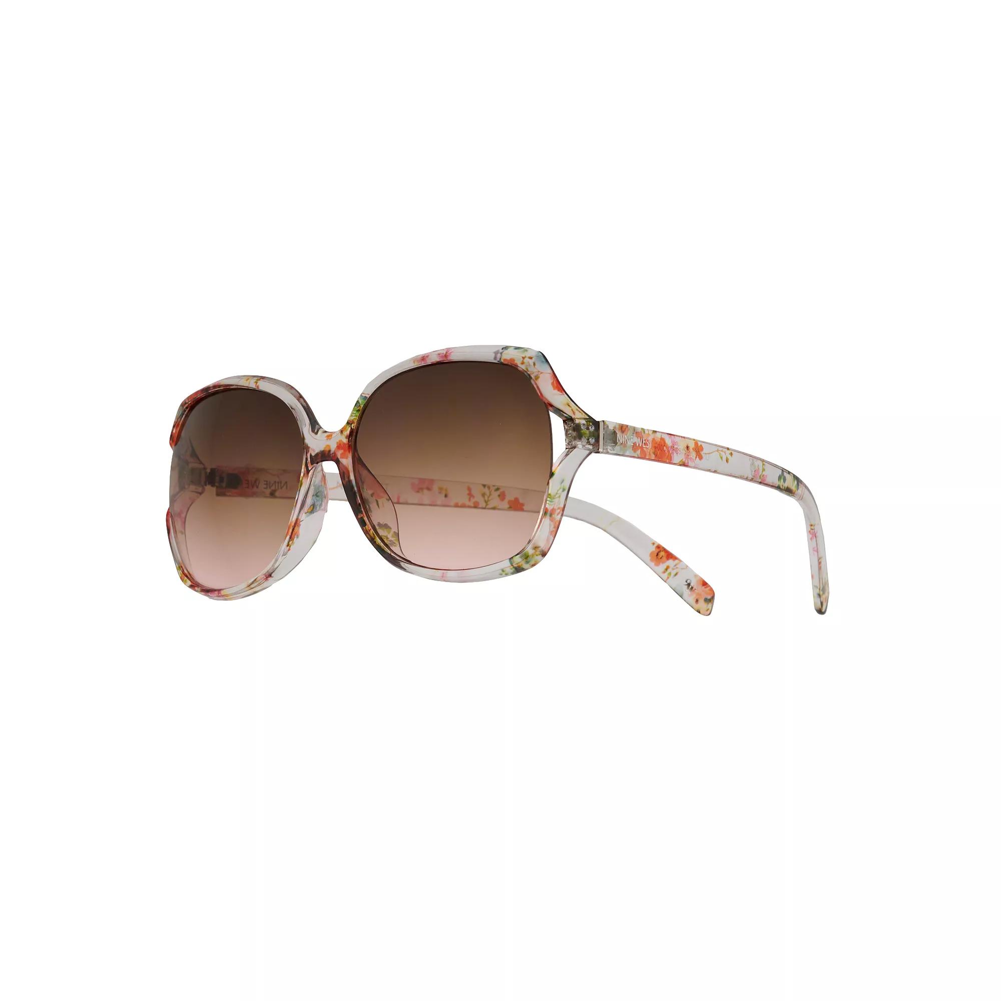 Women's Nine West 61mm Rounded Vented Rectangle Sunglasses, Floral Product Image