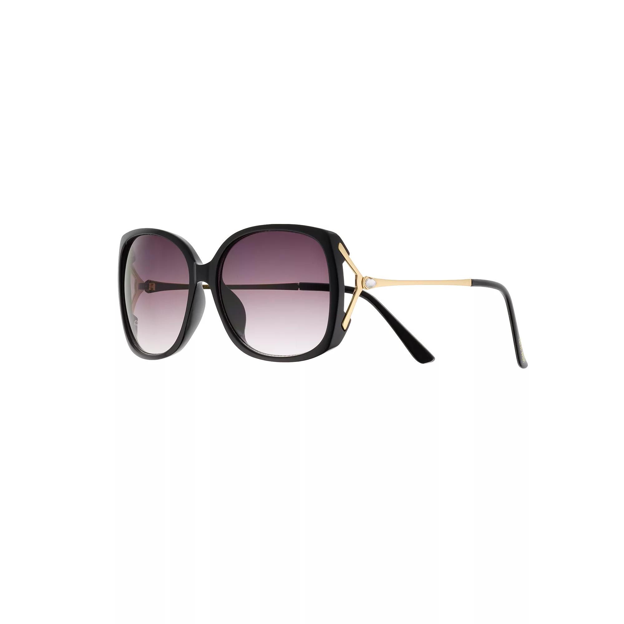 Women's Nine West Plastic Square Fashion Sunglasses, Black Product Image
