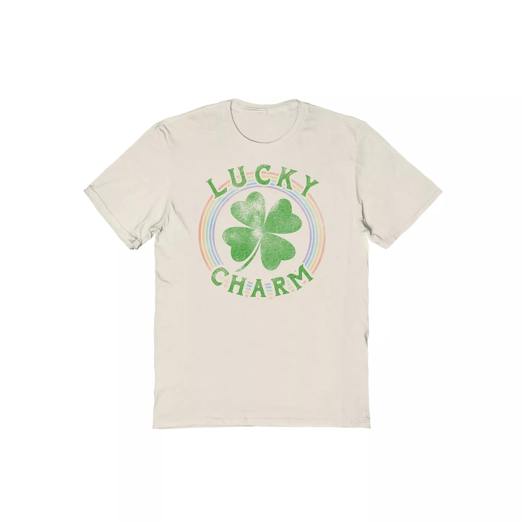 Men's St Patrick's Day Lucky Charm Graphic Tee, Size: Small, Natural Product Image