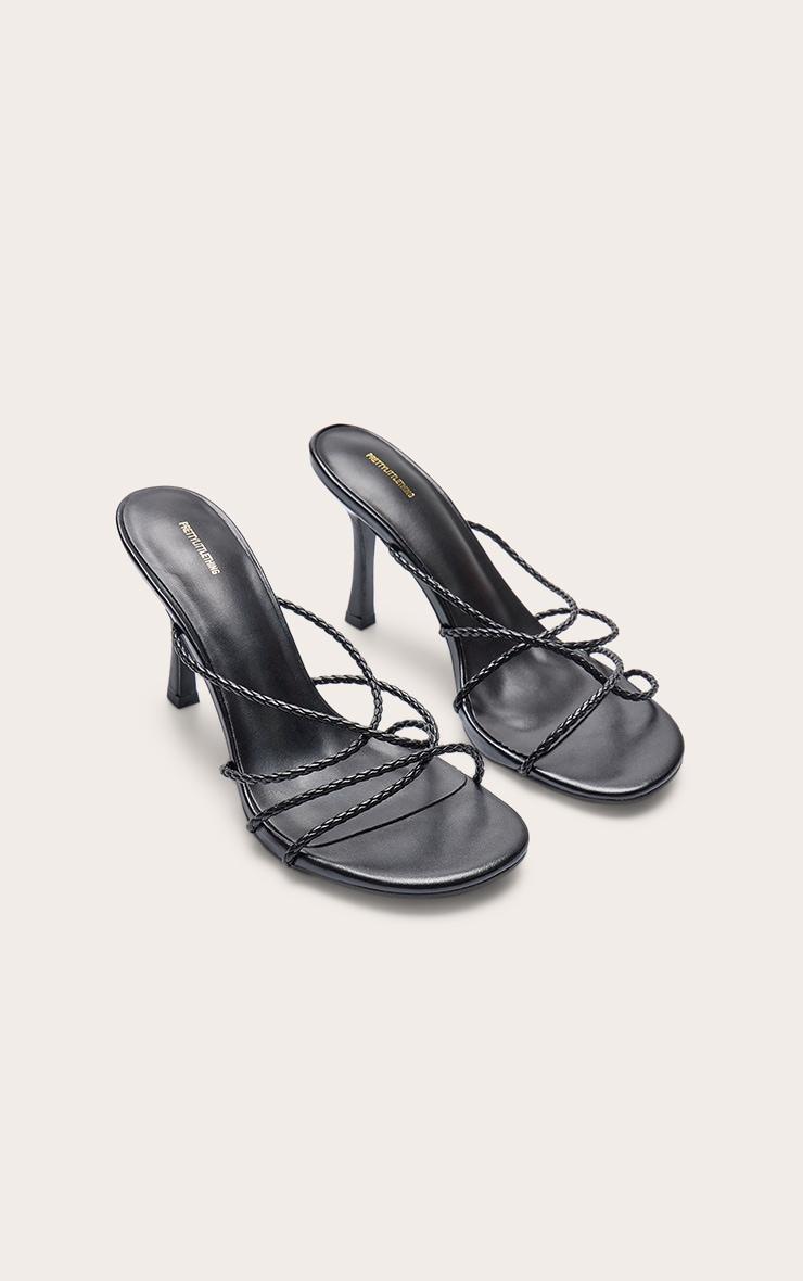 Black Pu Braided Strap Heeled Mule Product Image