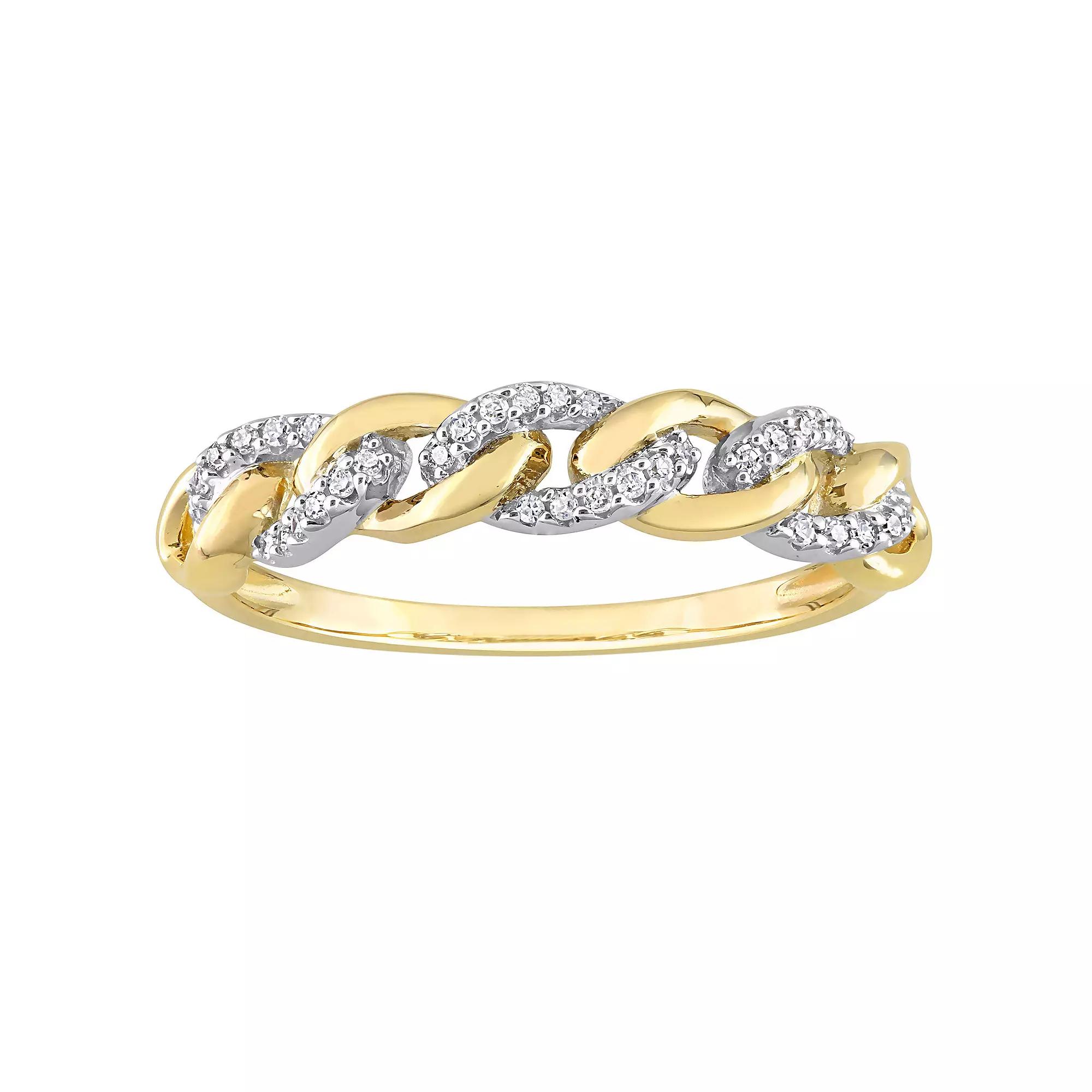 Stella Grace 10k Two-Tone Gold 1/10 Carat T.W. Diamond Link Wedding Ring, Women's, Size: 7.50, 10k Gold Product Image