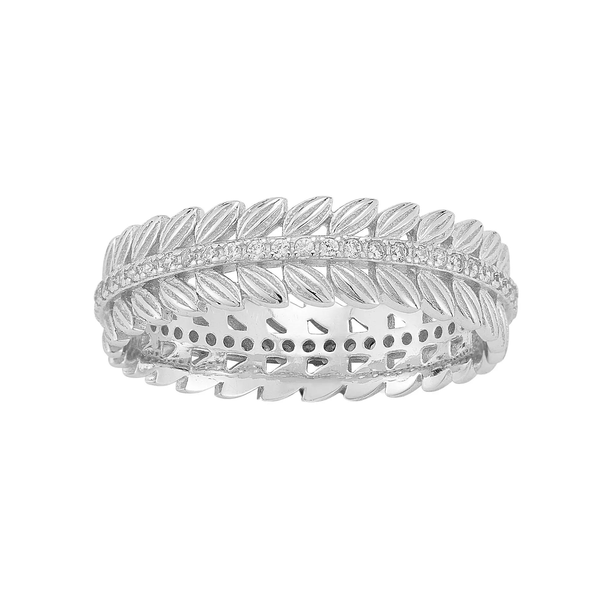 Sunkissed Sterling 14k Gold Over Silver Cubic Zirconia Chevron Ring, Women's, Size: 8, Silver Tone Product Image