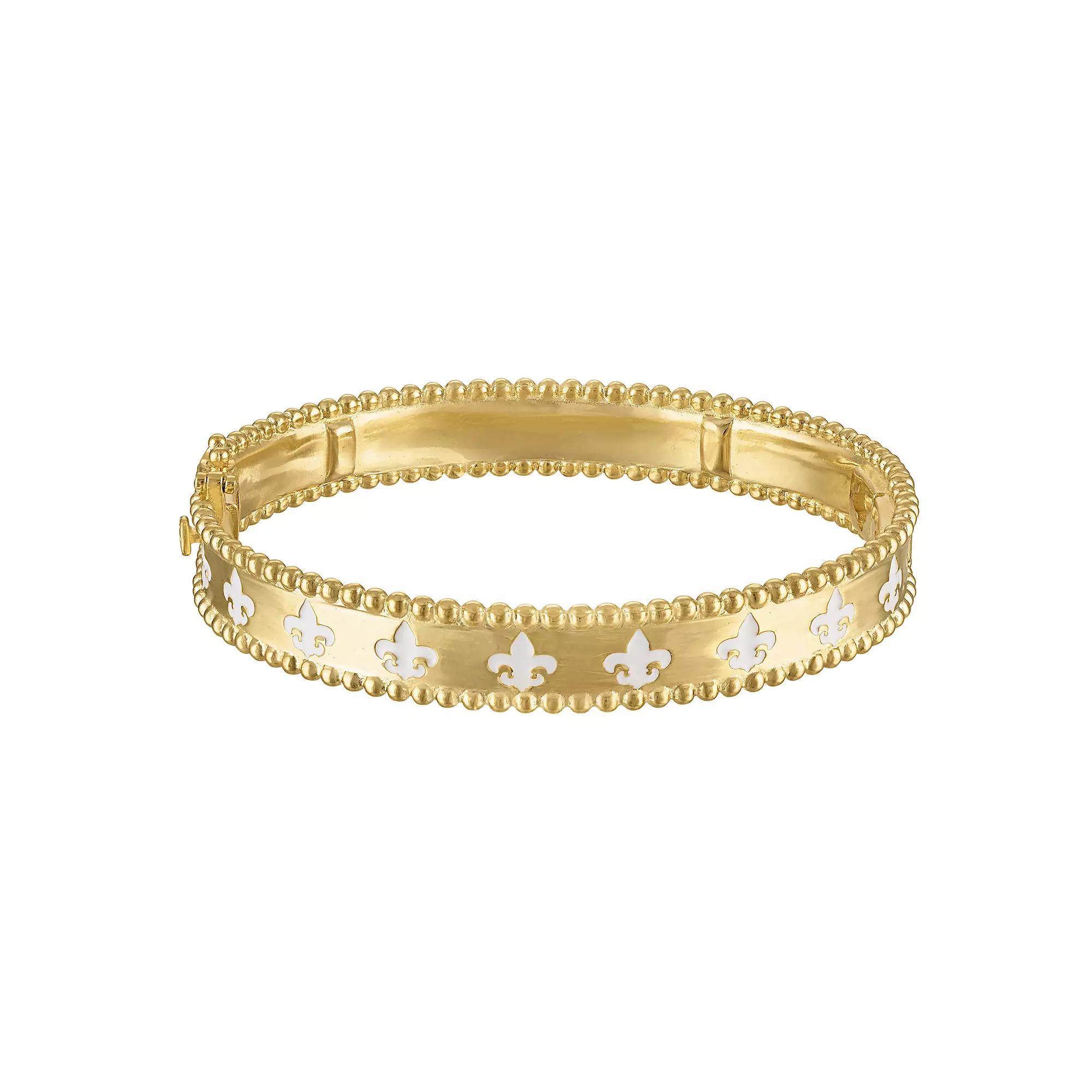 Designs by Gioelli 14k Gold Over Silver Fleur de Lis Bangle Bracelet, Women's, Size: 7.5", Gold Tone Product Image