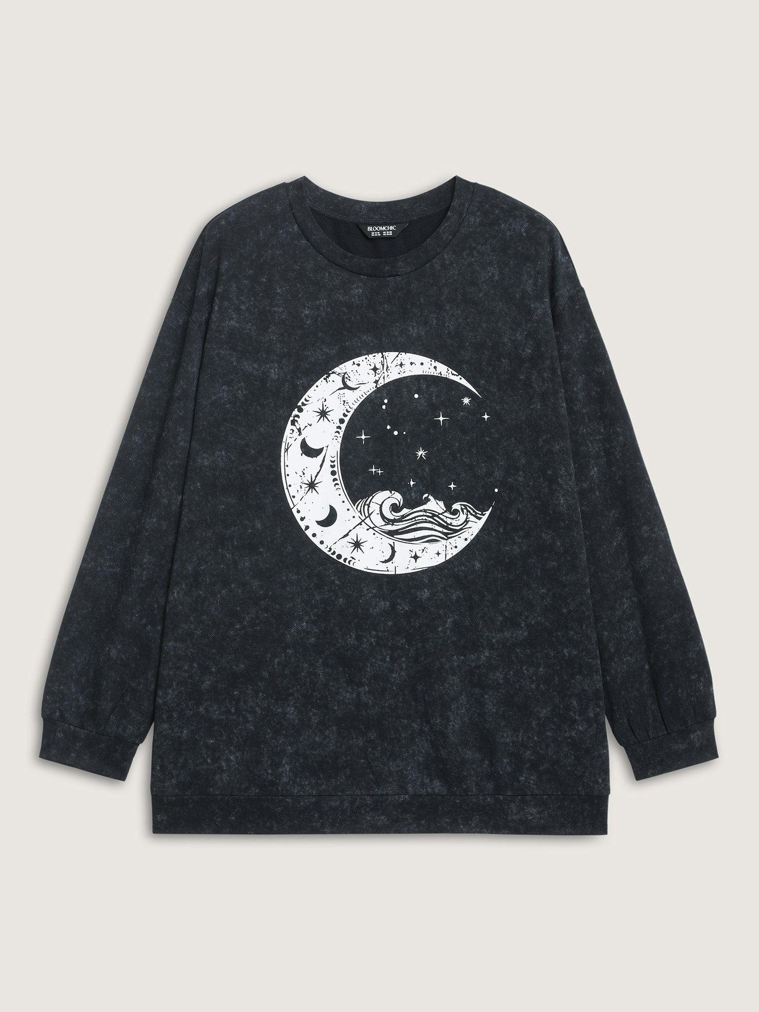 Celestial Print Vintage Solid Sweatshirt Female Product Image