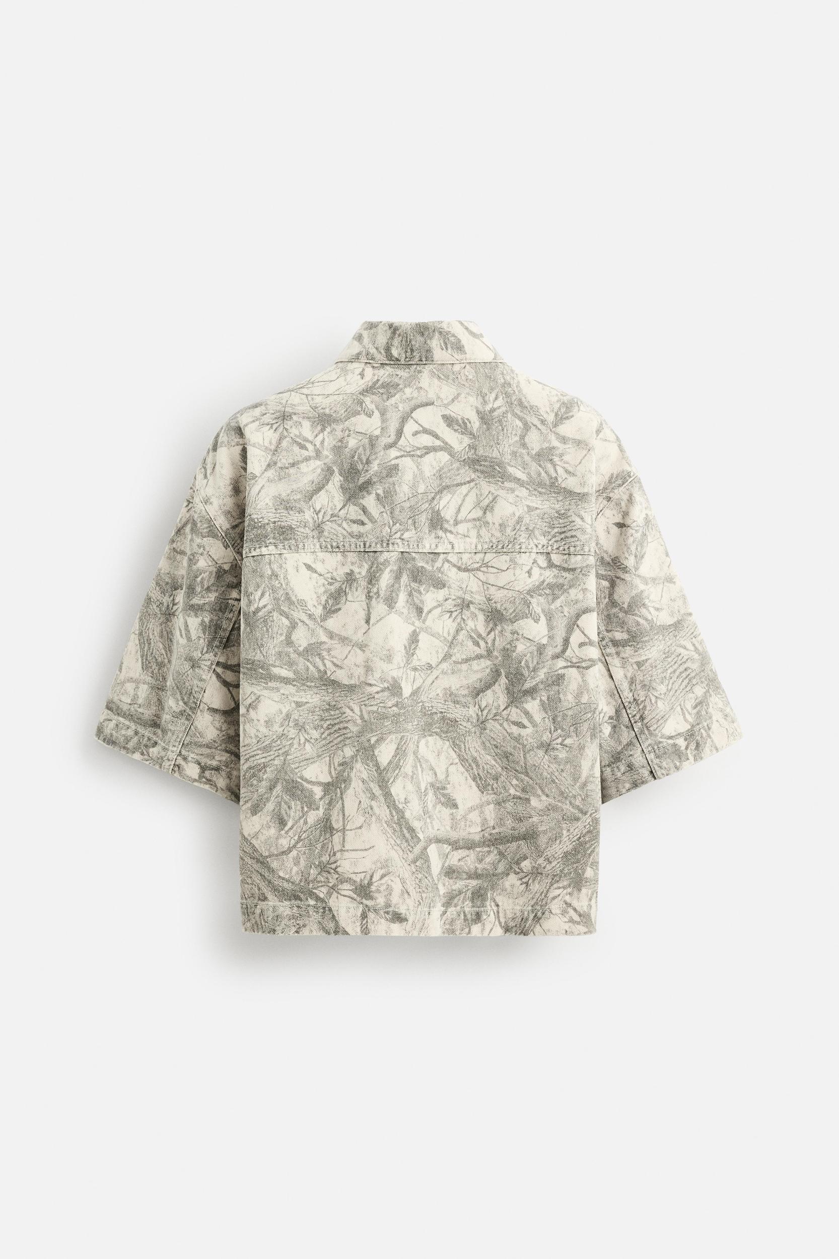 WASHED ABSTRACT PRINT OVERSHIRT Product Image