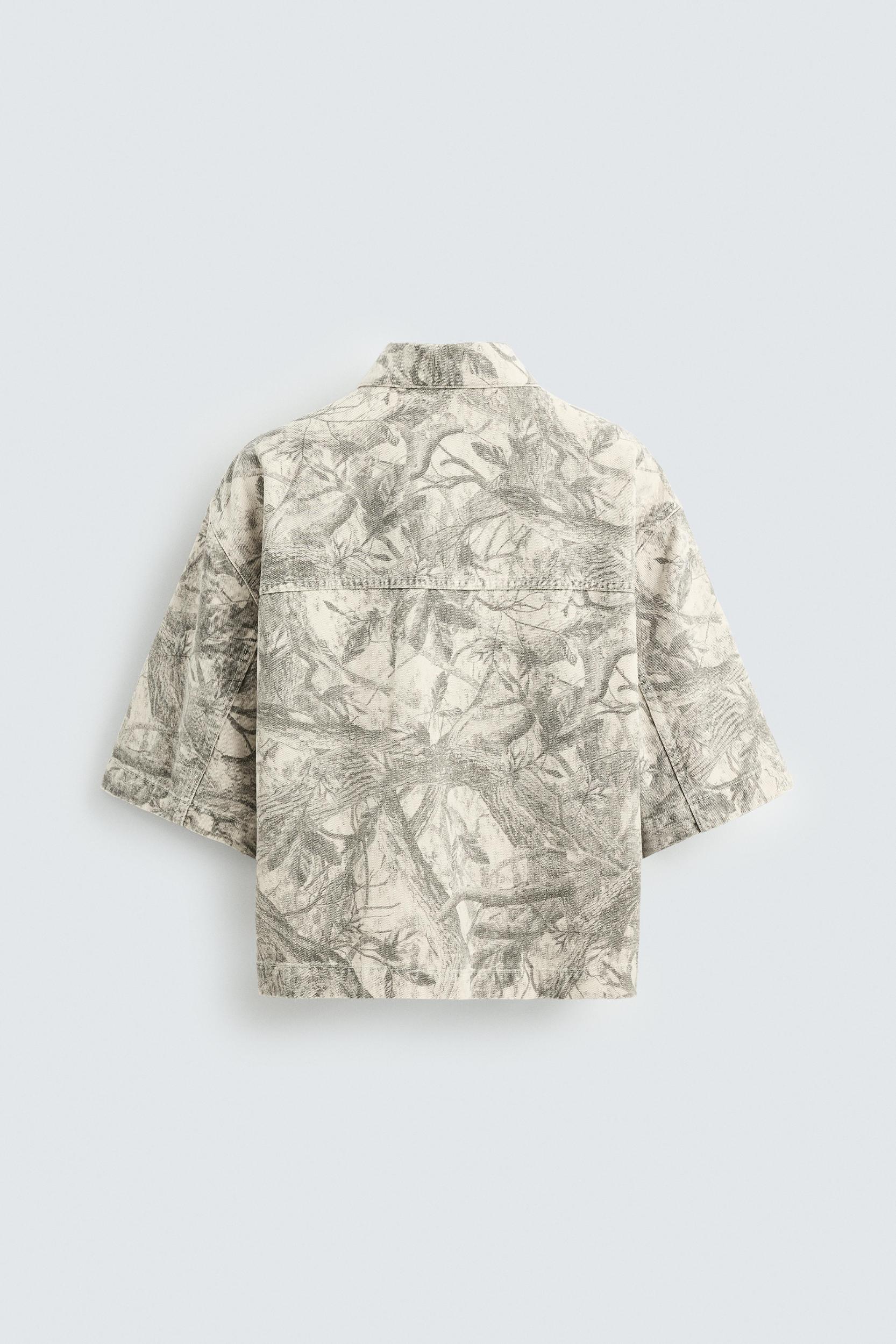 WASHED ABSTRACT PRINT OVERSHIRT Product Image
