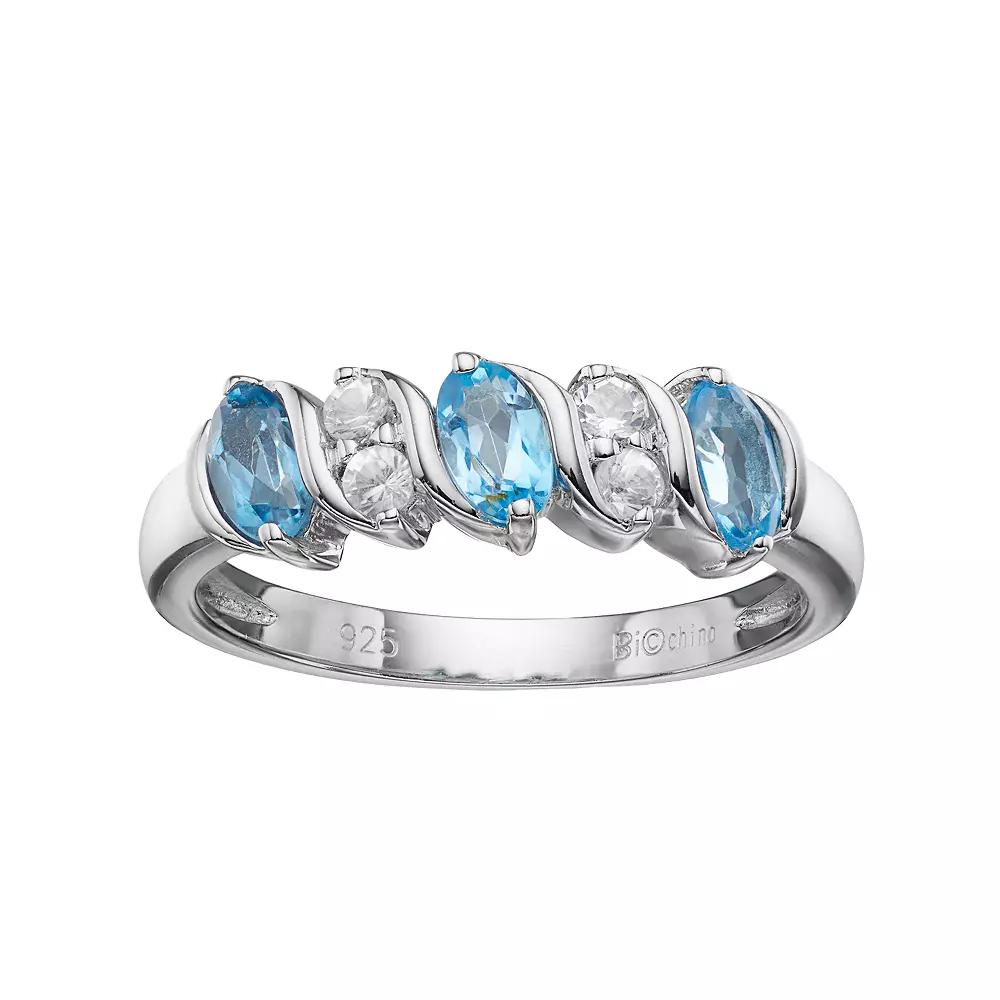 Gemminded Sterling Silver Blue & White Topaz Ring, Womens Product Image