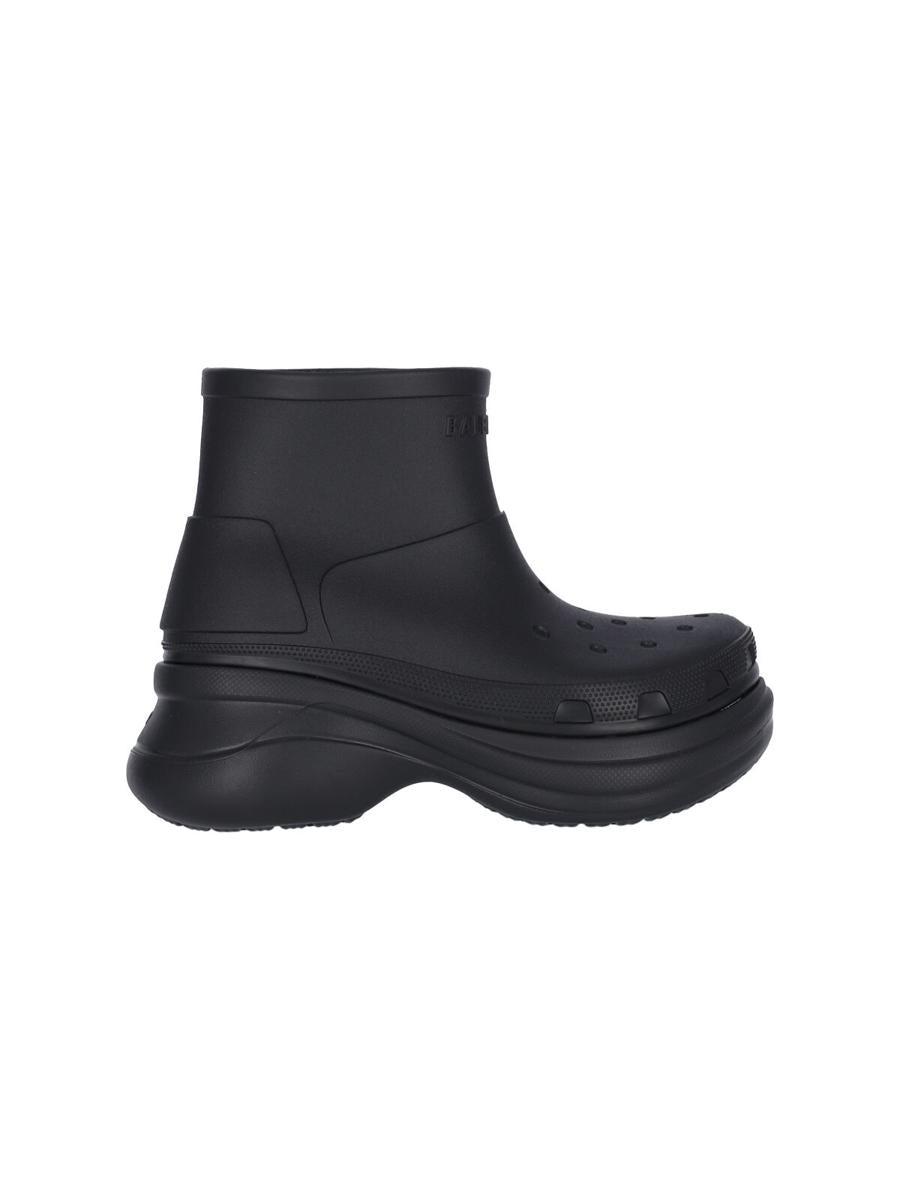 BALENCIAGA Black Crocs Edition Rubber Boots In 1000 Product Image