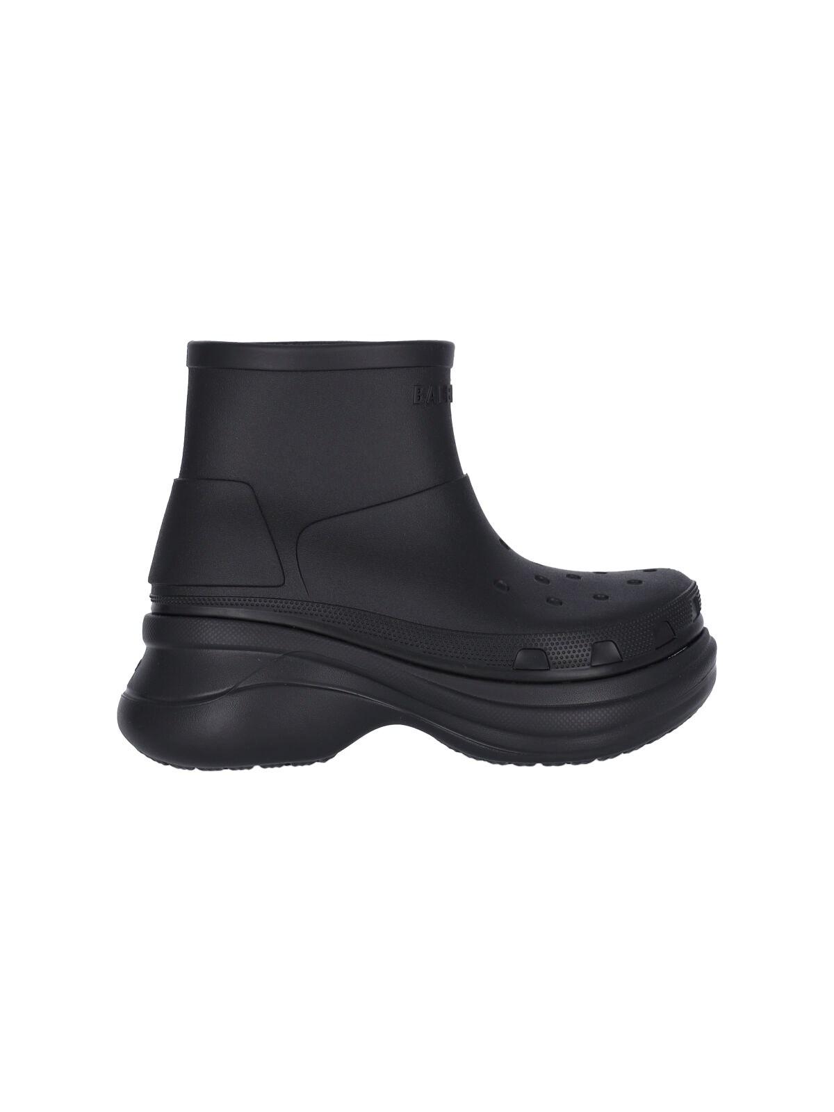 BALENCIAGA Black Crocs Edition Rubber Boots In 1000 Product Image