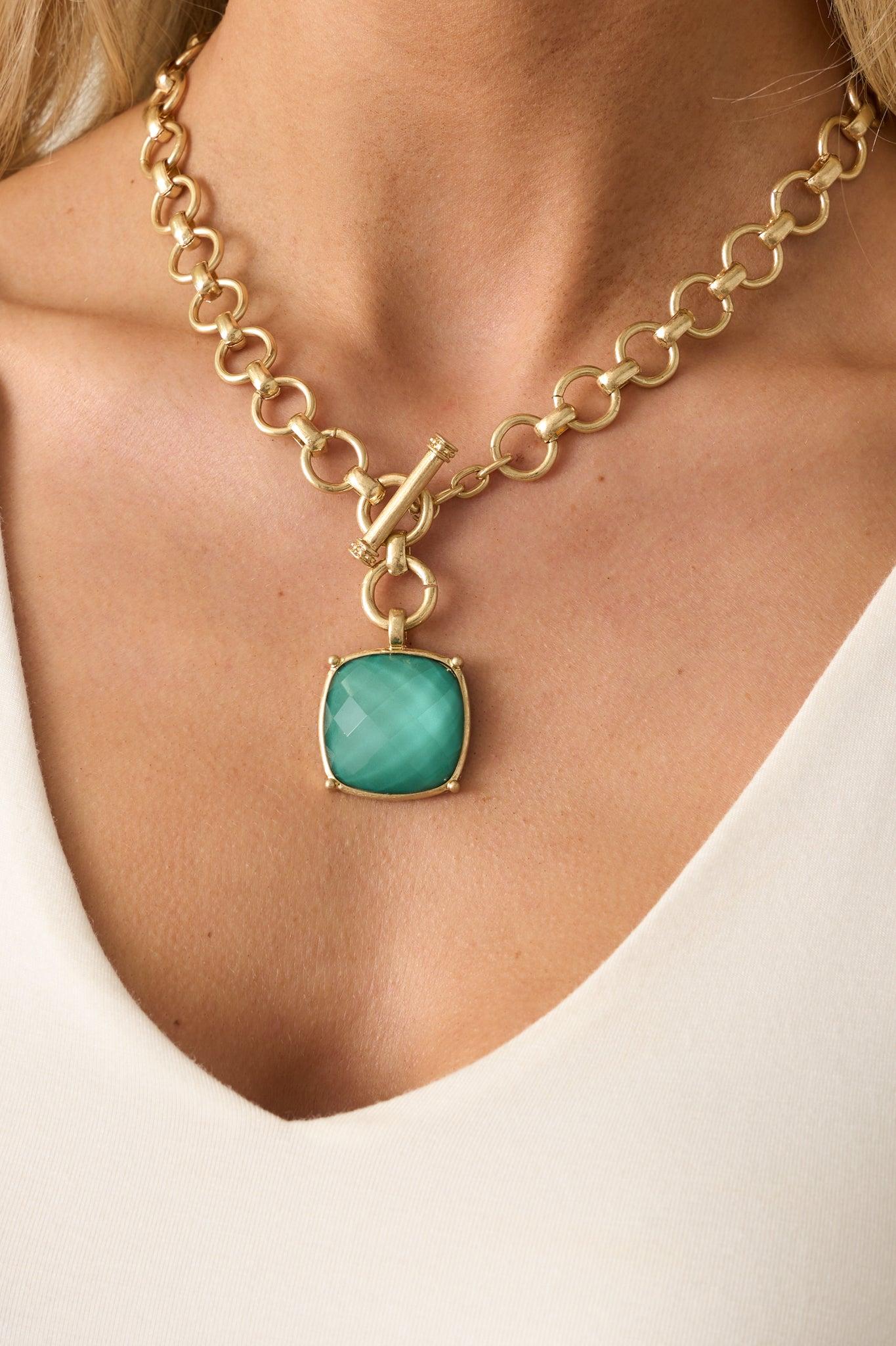 The Way It Is Gold Green Pendant Necklace Product Image