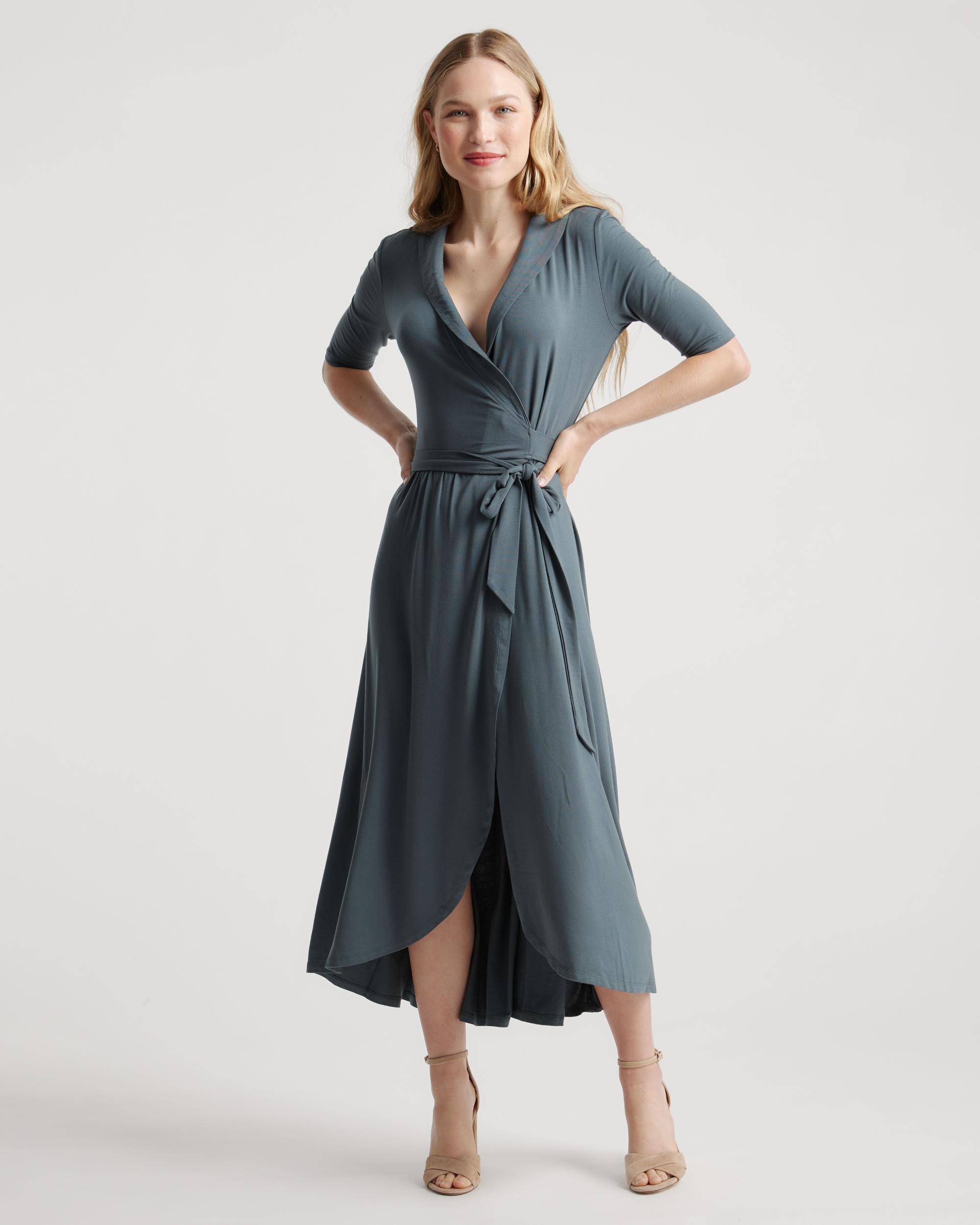 Quince | Women's Tencel Jersey Midi Wrap Dress Size XL Product Image