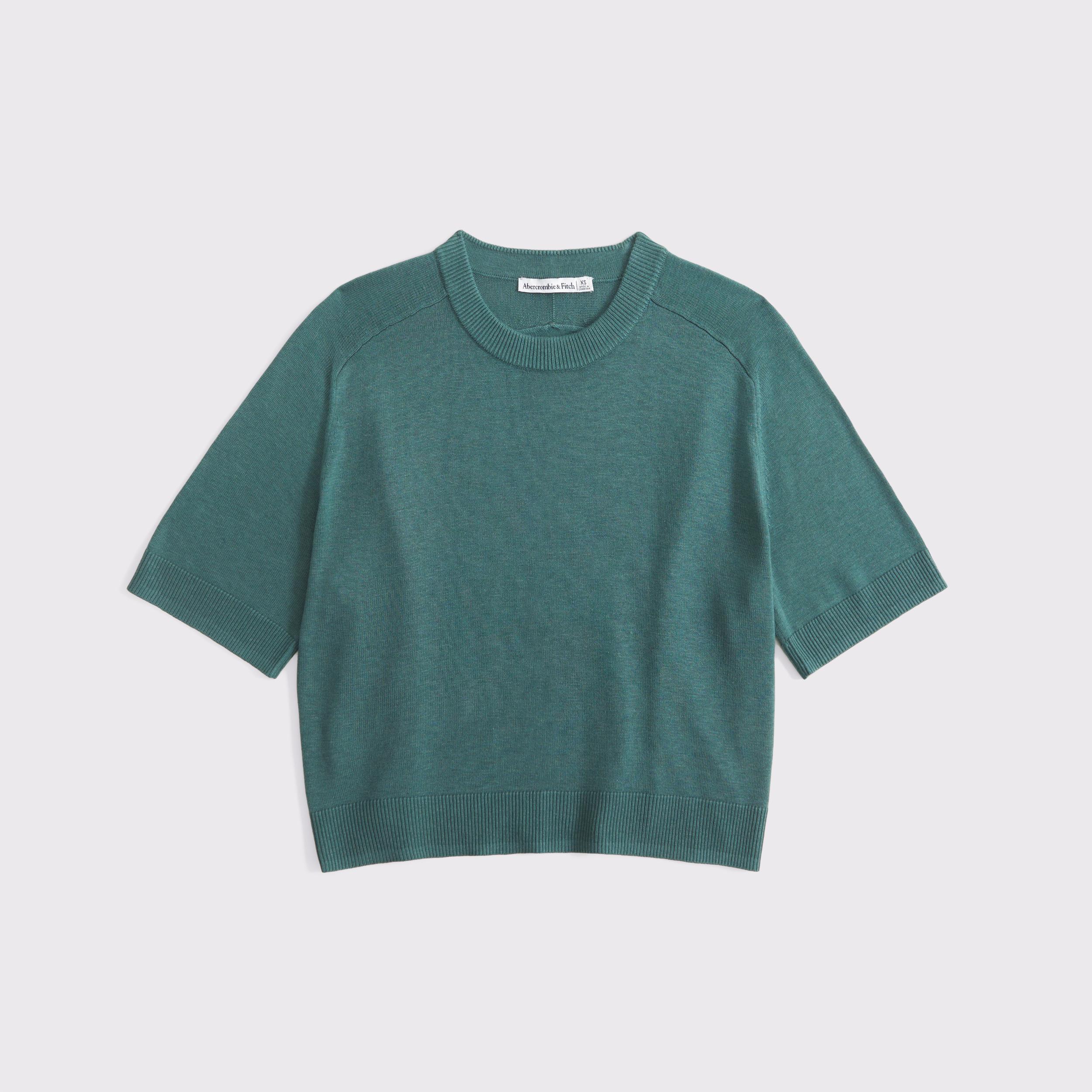 The A&F Madeline Textural Crew Sweater Tee Product Image