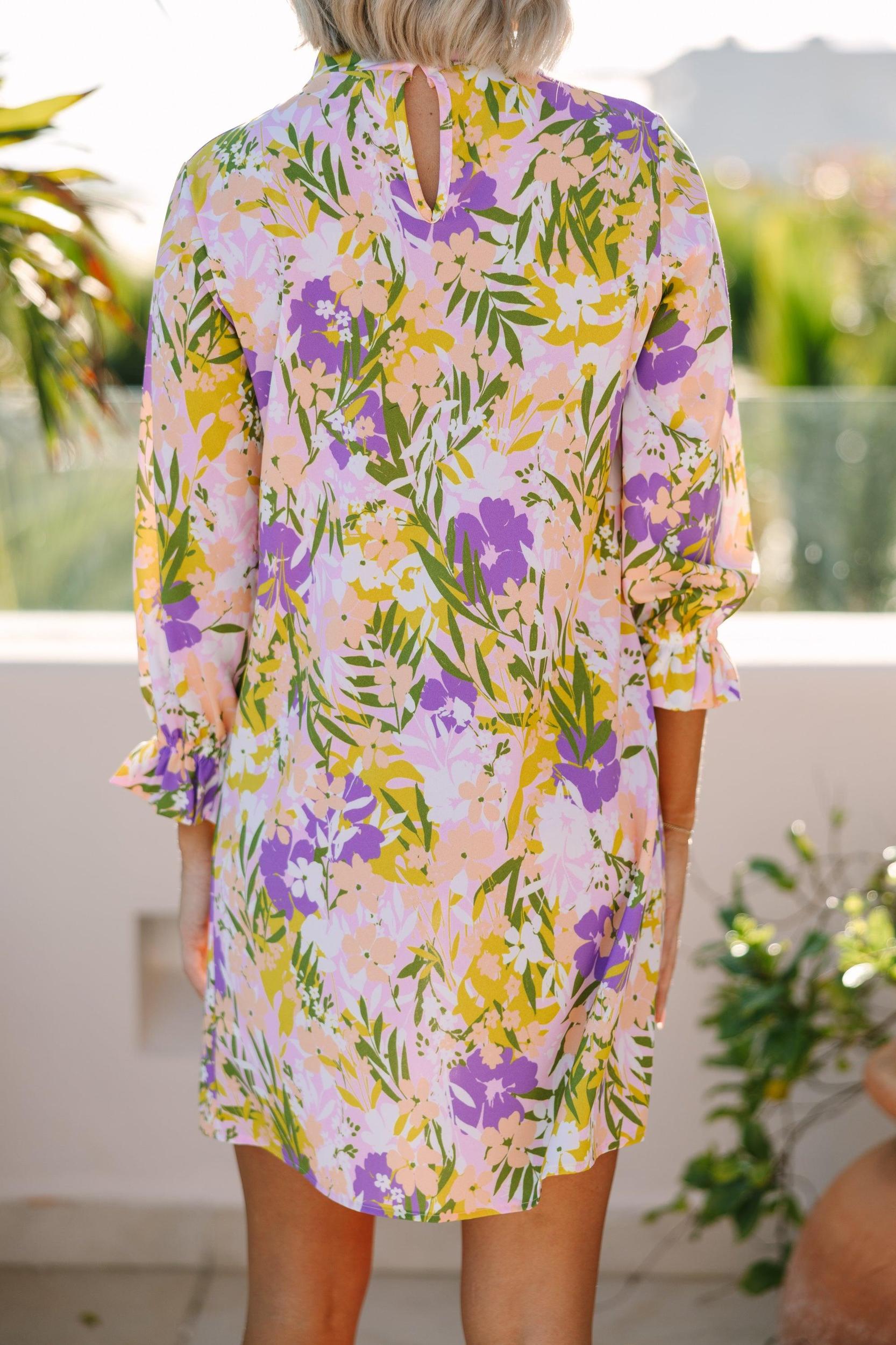 Beauty And Brains Peach Floral Shift Dress Female Product Image