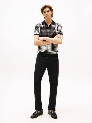 Short-Sleeve Stripe Polo Sweater Product Image