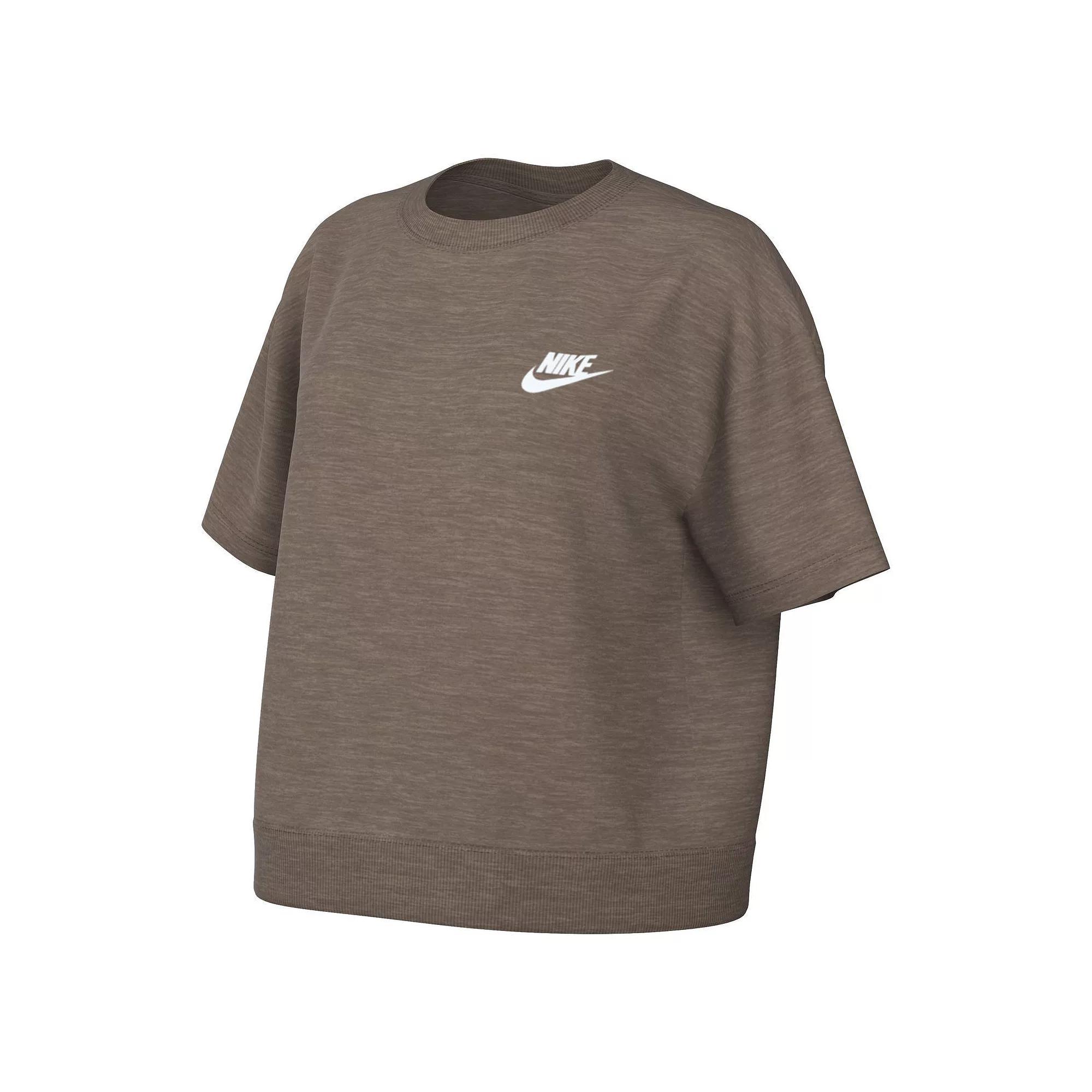 Womens Nike Sportswear Club Fleece Top Mink Brown Grey Product Image