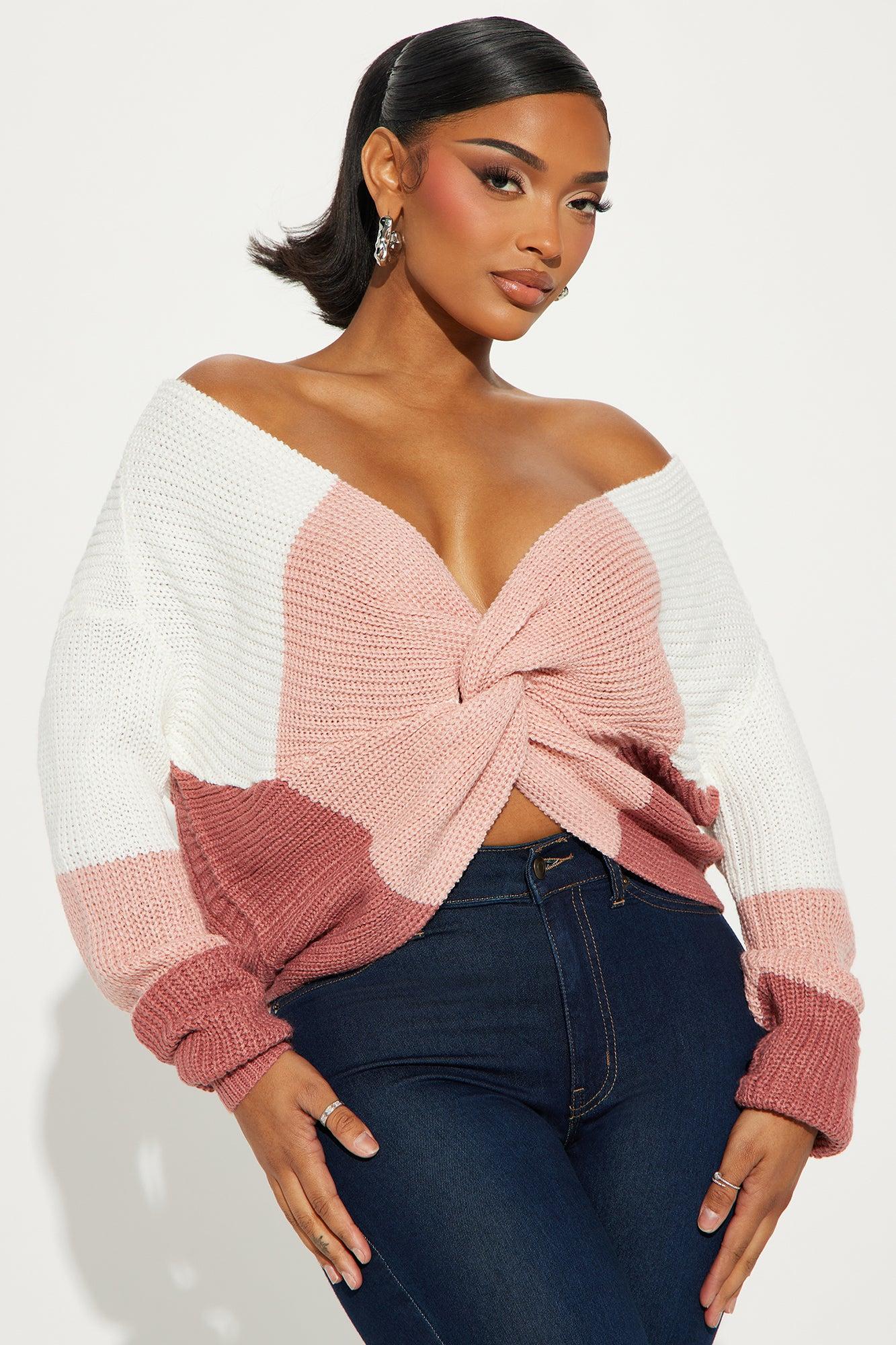 Just A Little Twisted Sweater - Blush Product Image