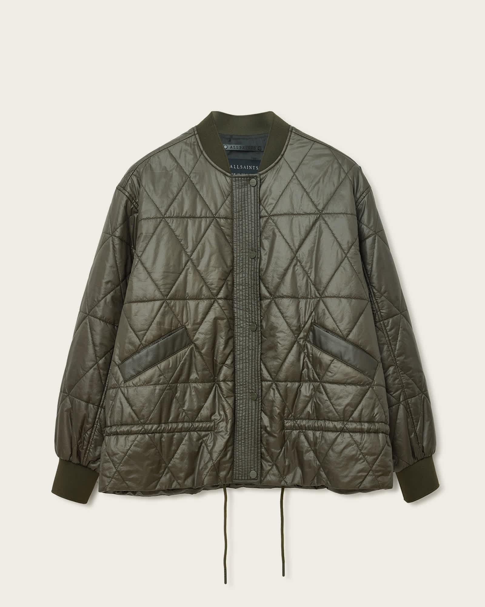Alli Quilted Bomber Jacket Forest Green | ALLSAINTS US Product Image