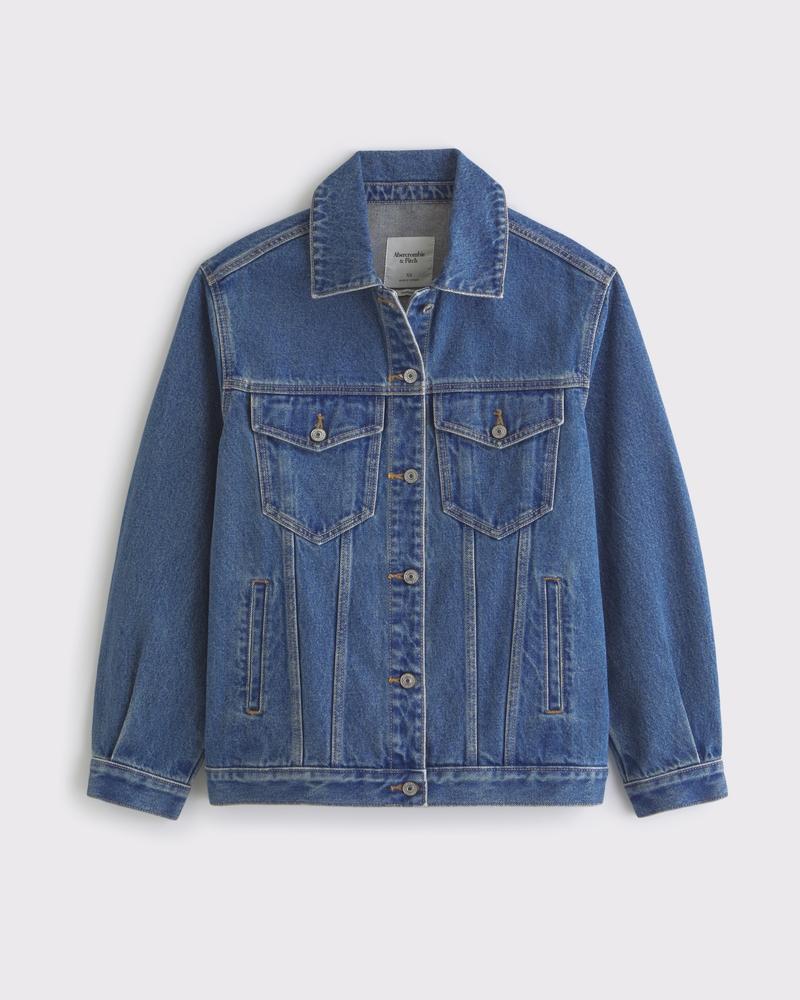Oversized Denim Trucker Jacket Product Image