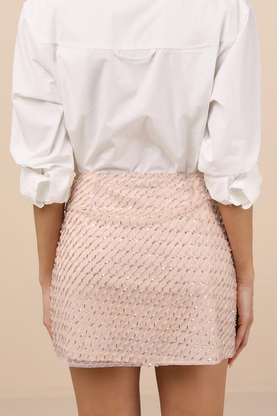 Idalia Blush Sequin High-Rise Mini Skirt Product Image