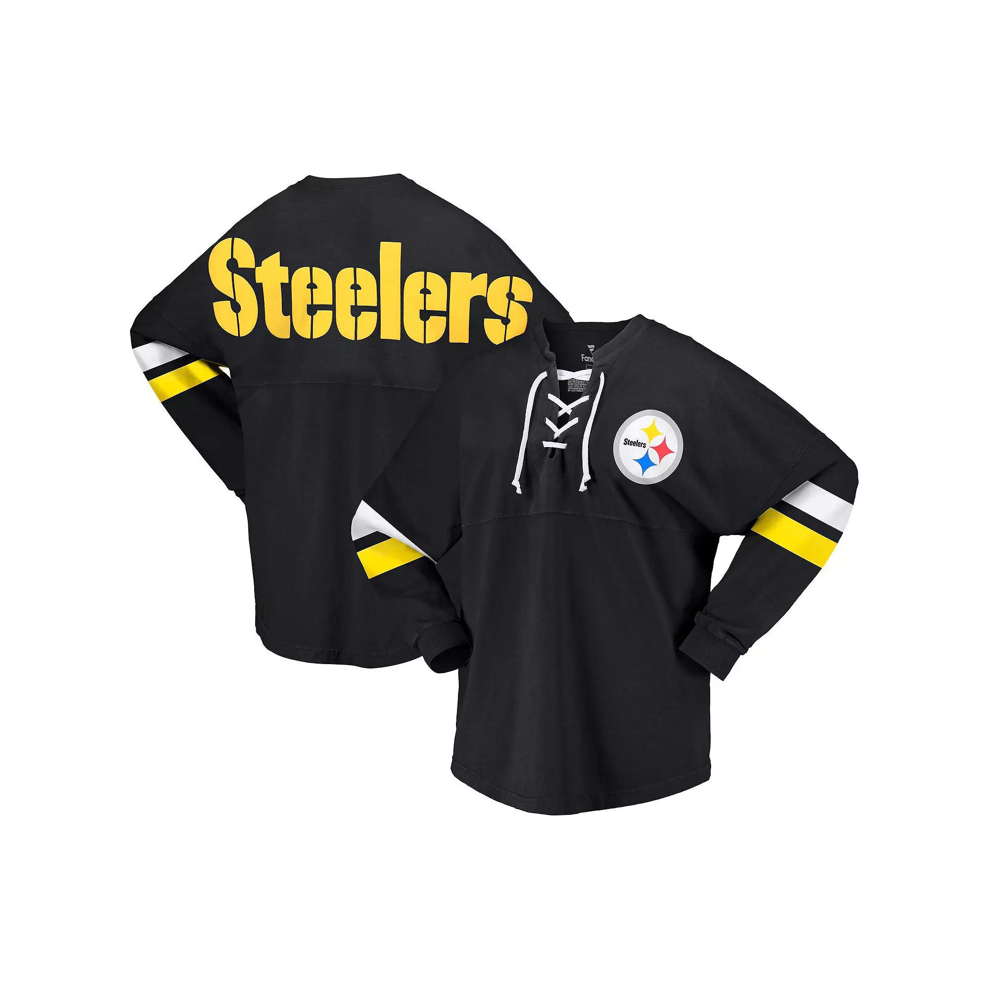 Women's Fanatics Branded Navy Chicago Bears Spirit Jersey Lace-Up V-Neck Long Sleeve T-Shirt,  Product Image