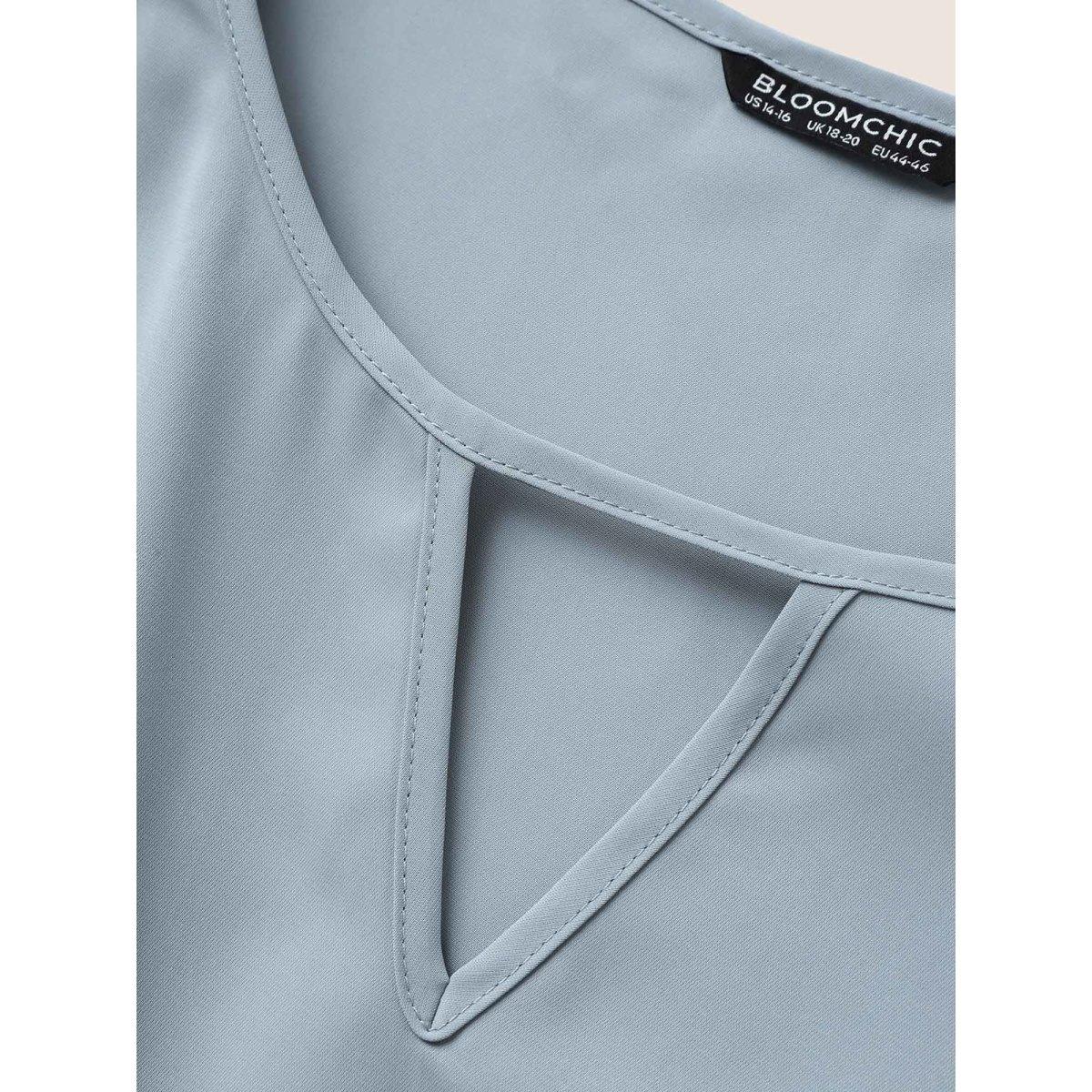 Plus Size Stone Round Neck Chiffon Patchwork Cut Out Blouse Women Work From Home Short sleeve Round Neck Work Blouses BloomChic 18-20/2X Product Image