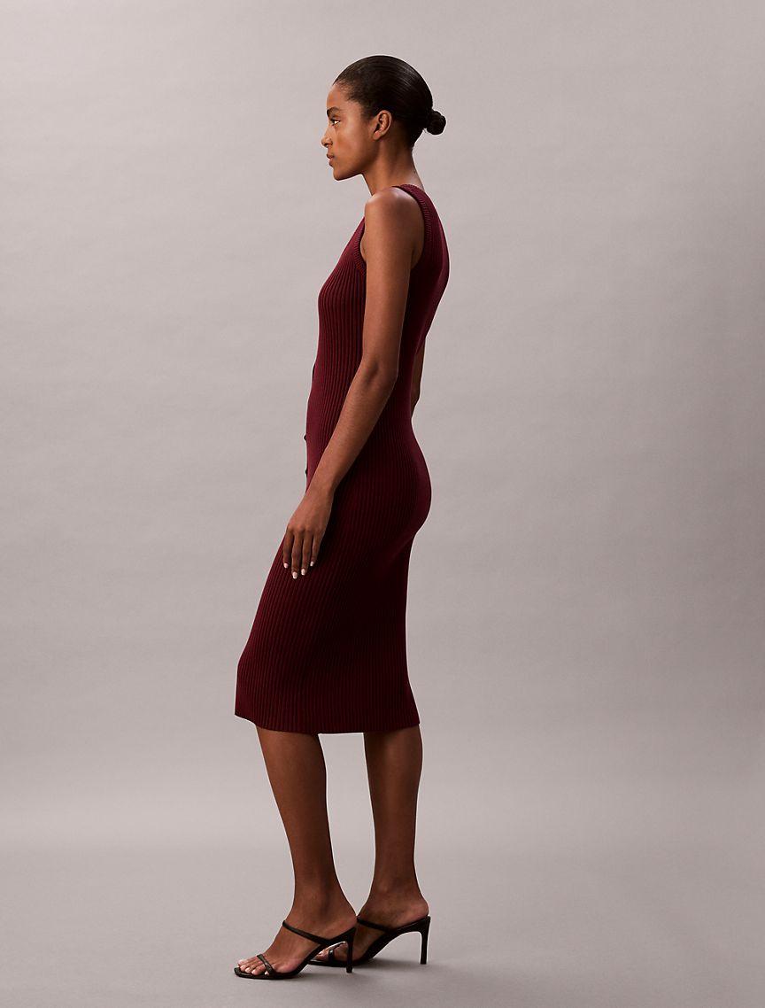 Smooth Cotton Rib Slim Midi Dress Product Image