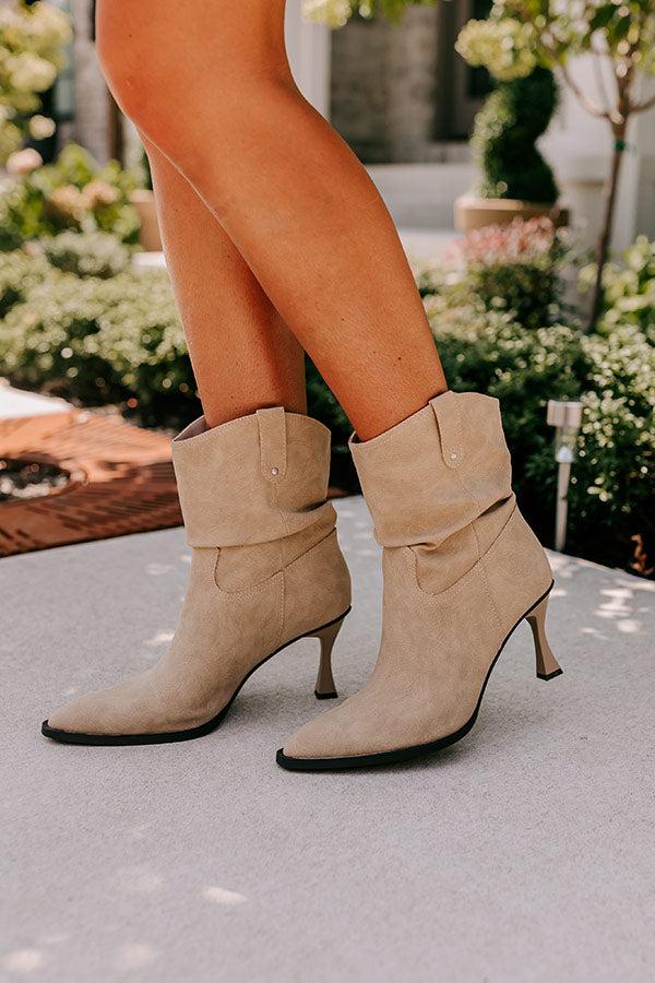 The Eliza Faux Nubuck Bootie in Khaki Product Image