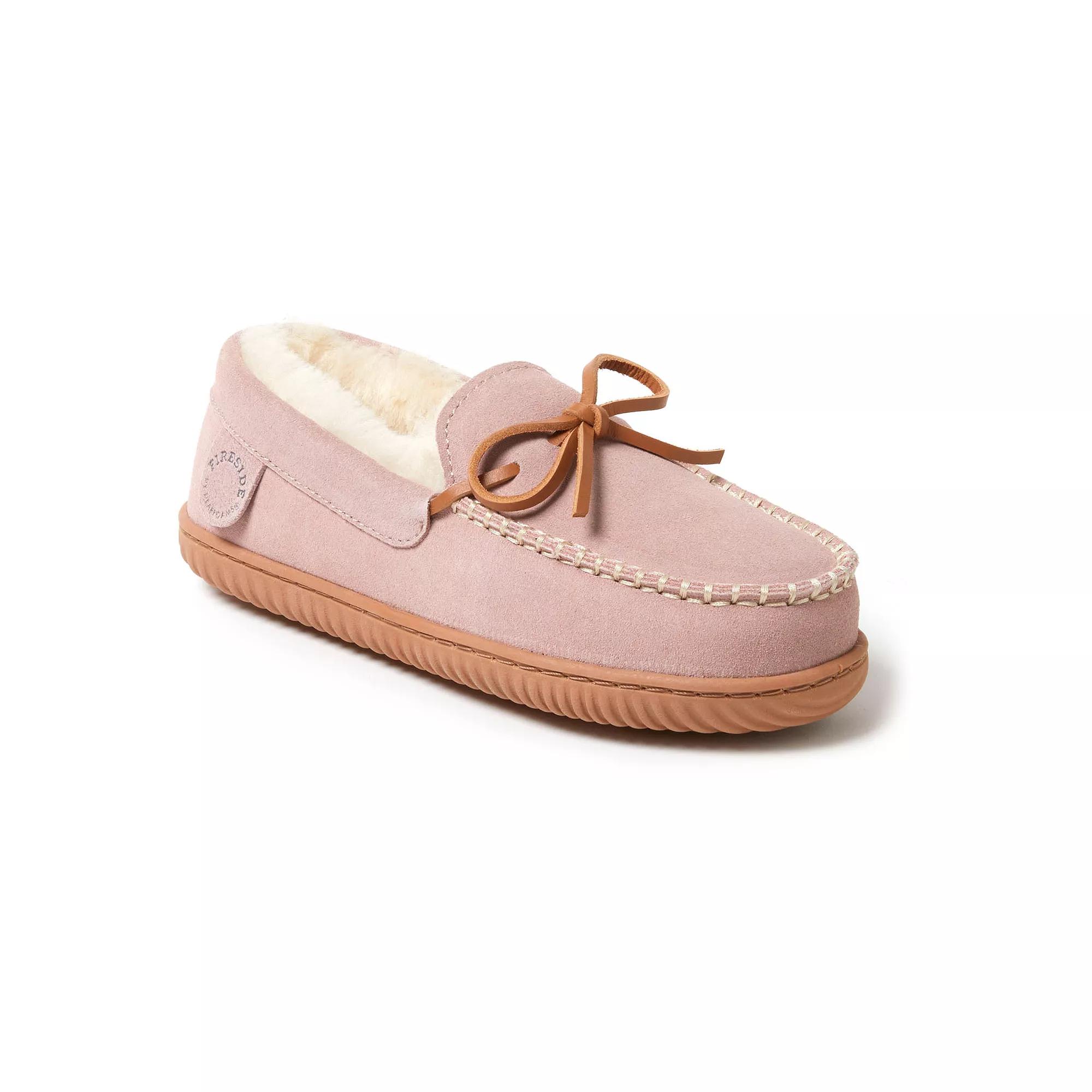 Fireside by Dearfoams Alice Springs Women's Shearling Moccasin Slippers, Size: 9, Dusty Pink Product Image